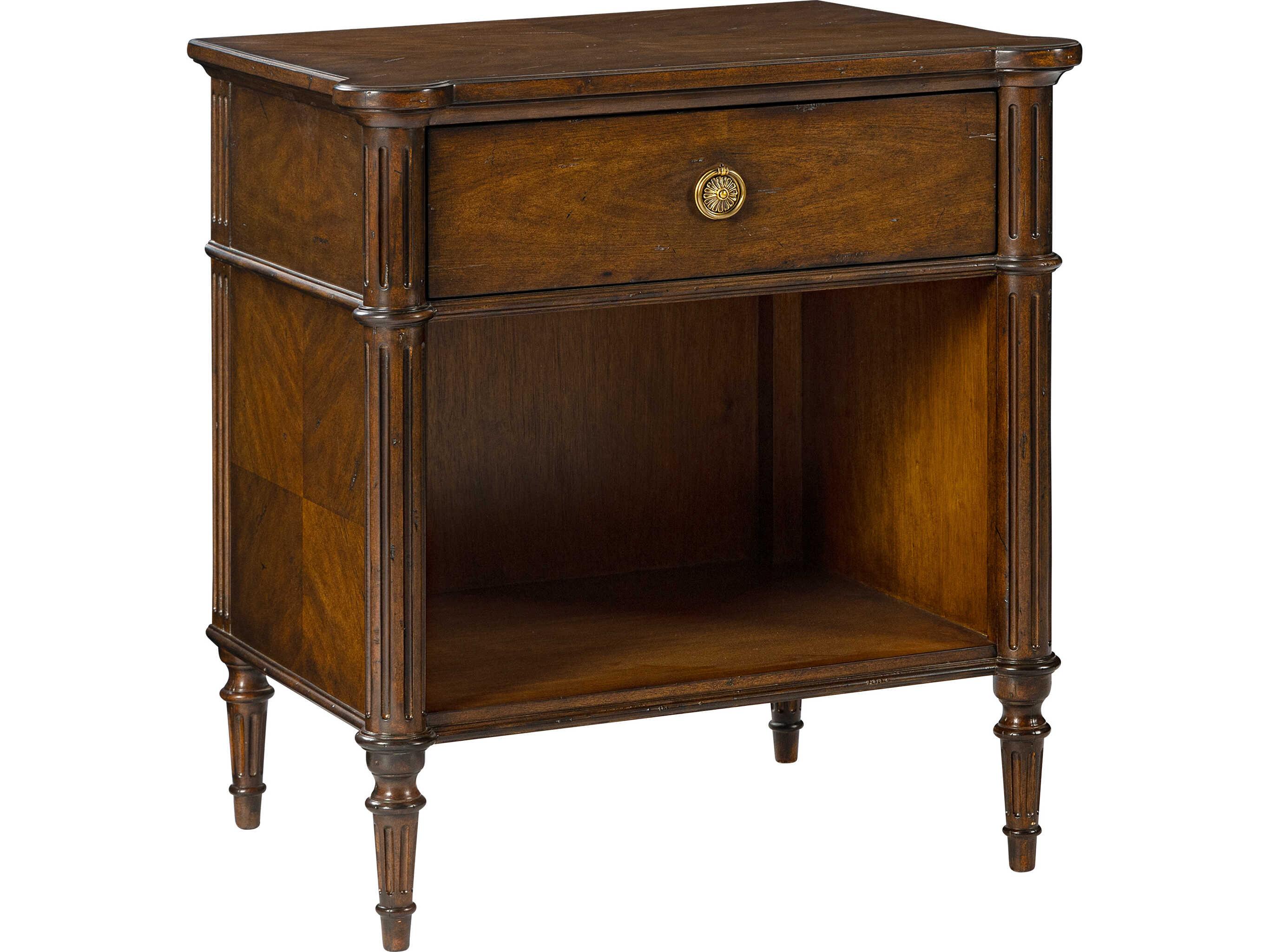 Oliver Home Fairfield II 1-Drawer Brown Acacia Wood Nightstand
