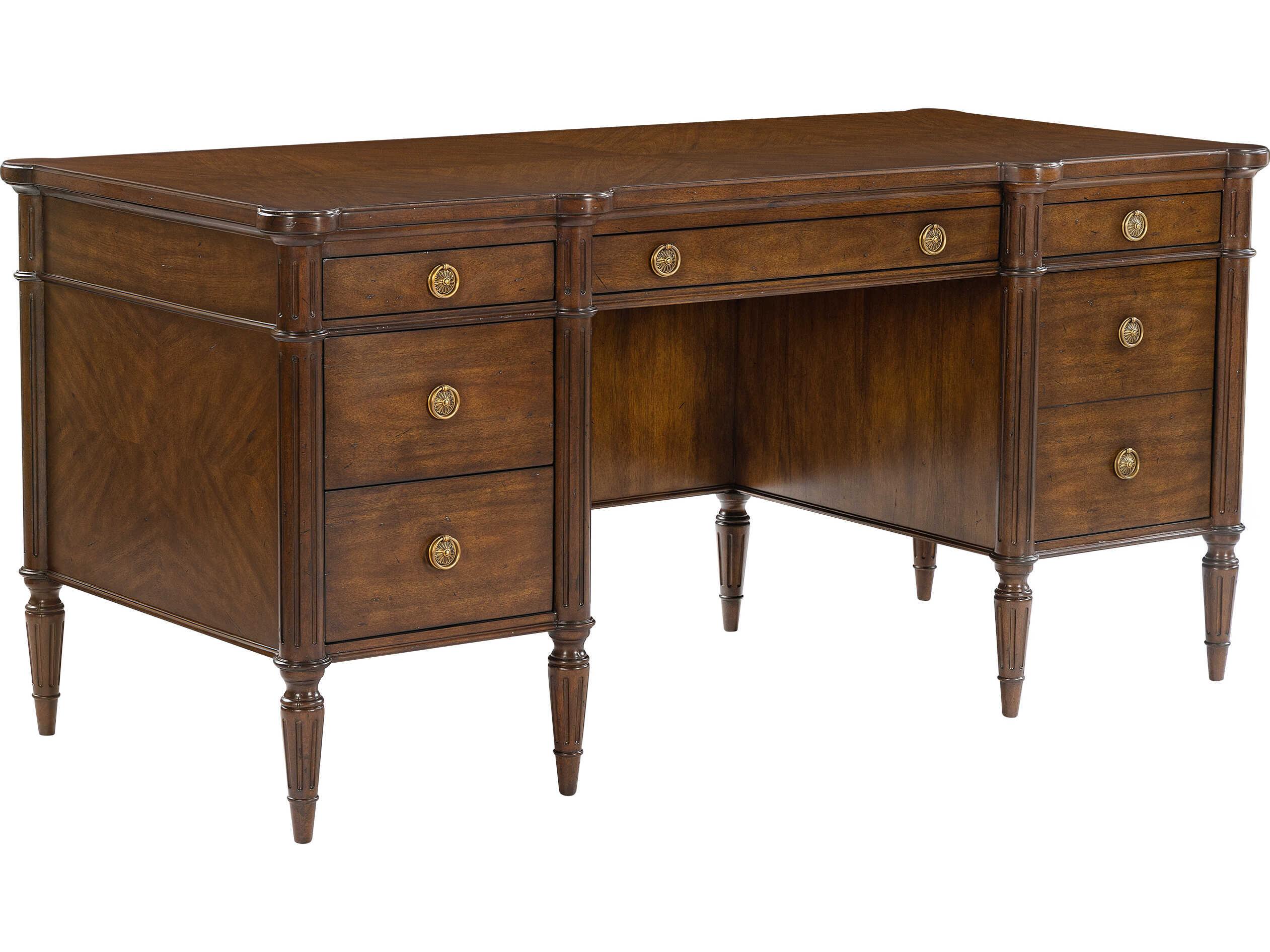 Oliver Home Fairfield Country Brown Acacia Wood Executive Desk