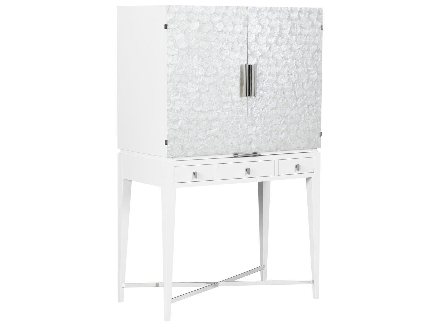 Oliver Home White Acacia Wood Bar Cabinet