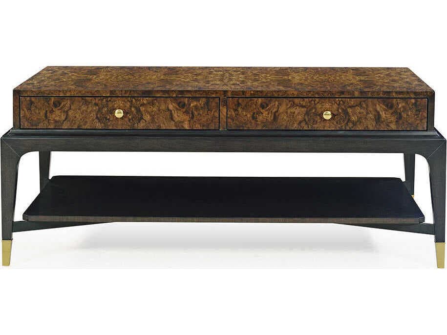 Oliver Home Lafayette Rectangular Wood Walnut Burl Coffee Table