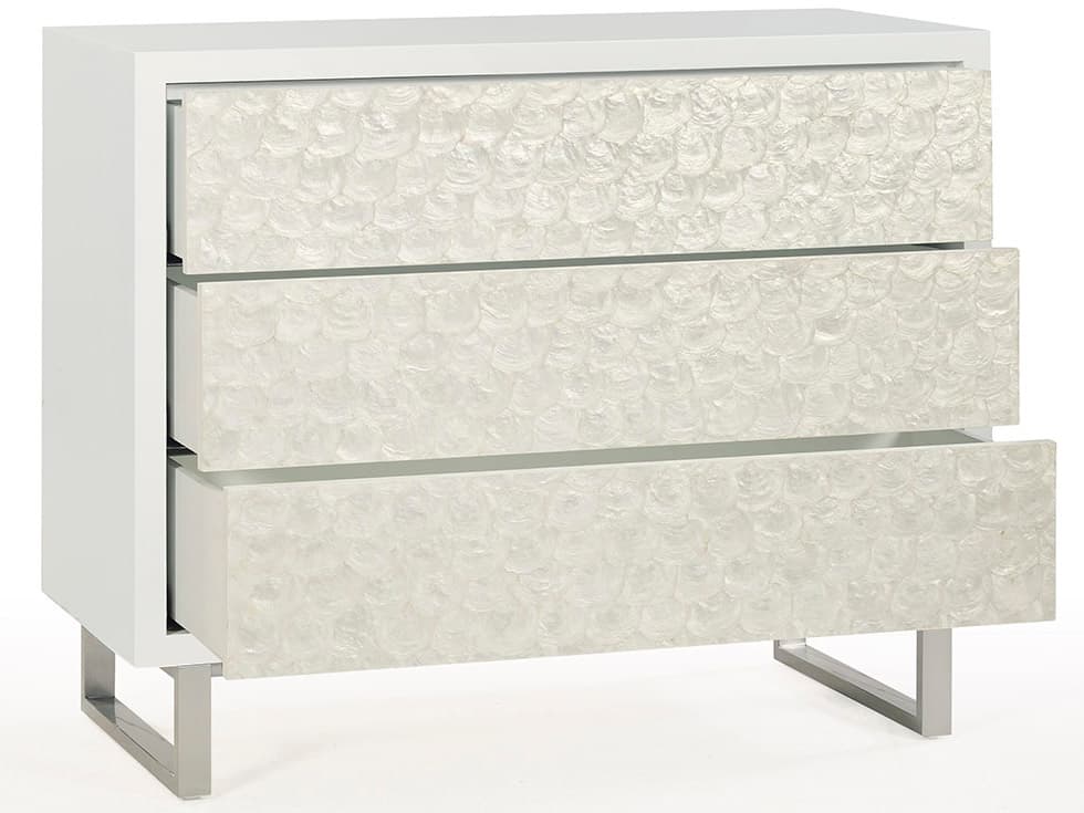 Oliver Home Capiz Ghost White Acacia Wood Accent Chest