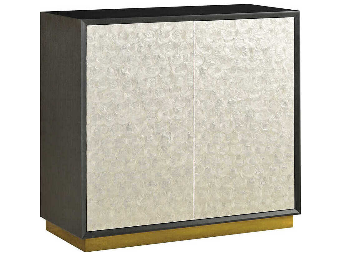 Oliver Home Capiz Acacia Wood Display Cabinet