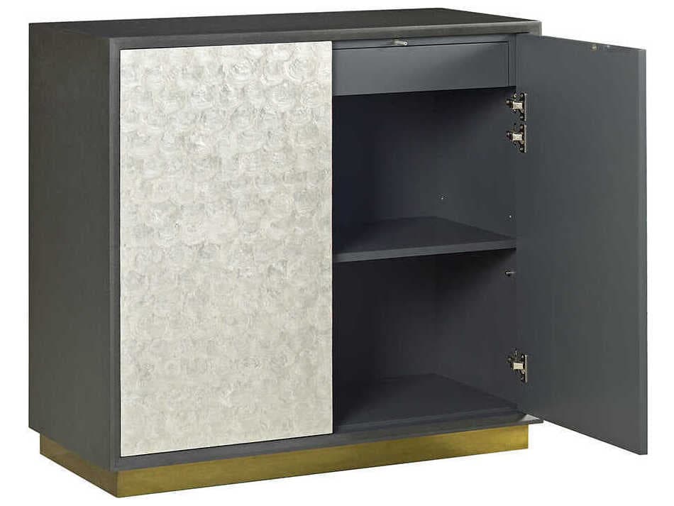 Oliver Home Capiz Acacia Wood Display Cabinet