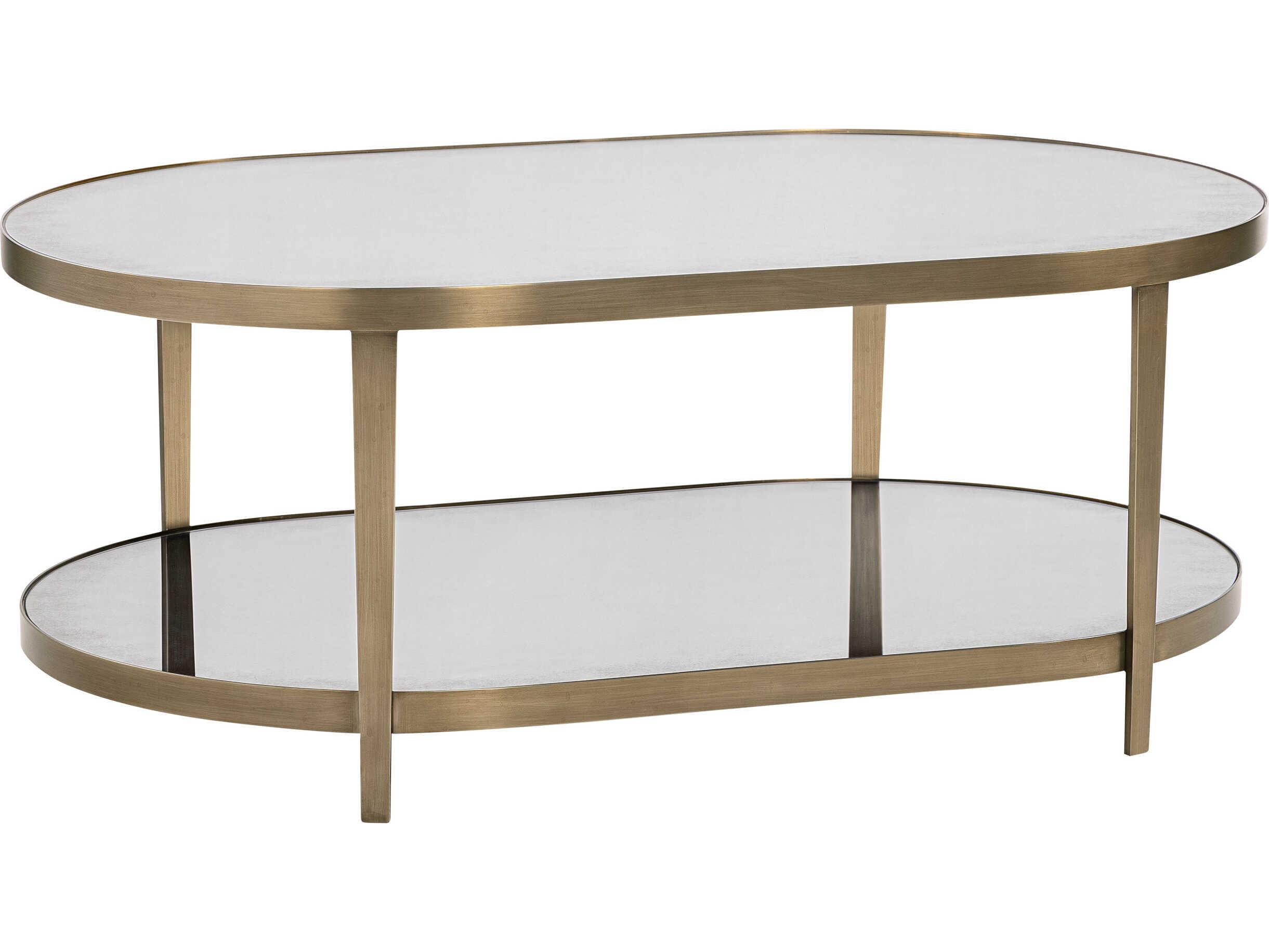 Oliver Home Orlando Oval Glass Antique Brass Coffee Table