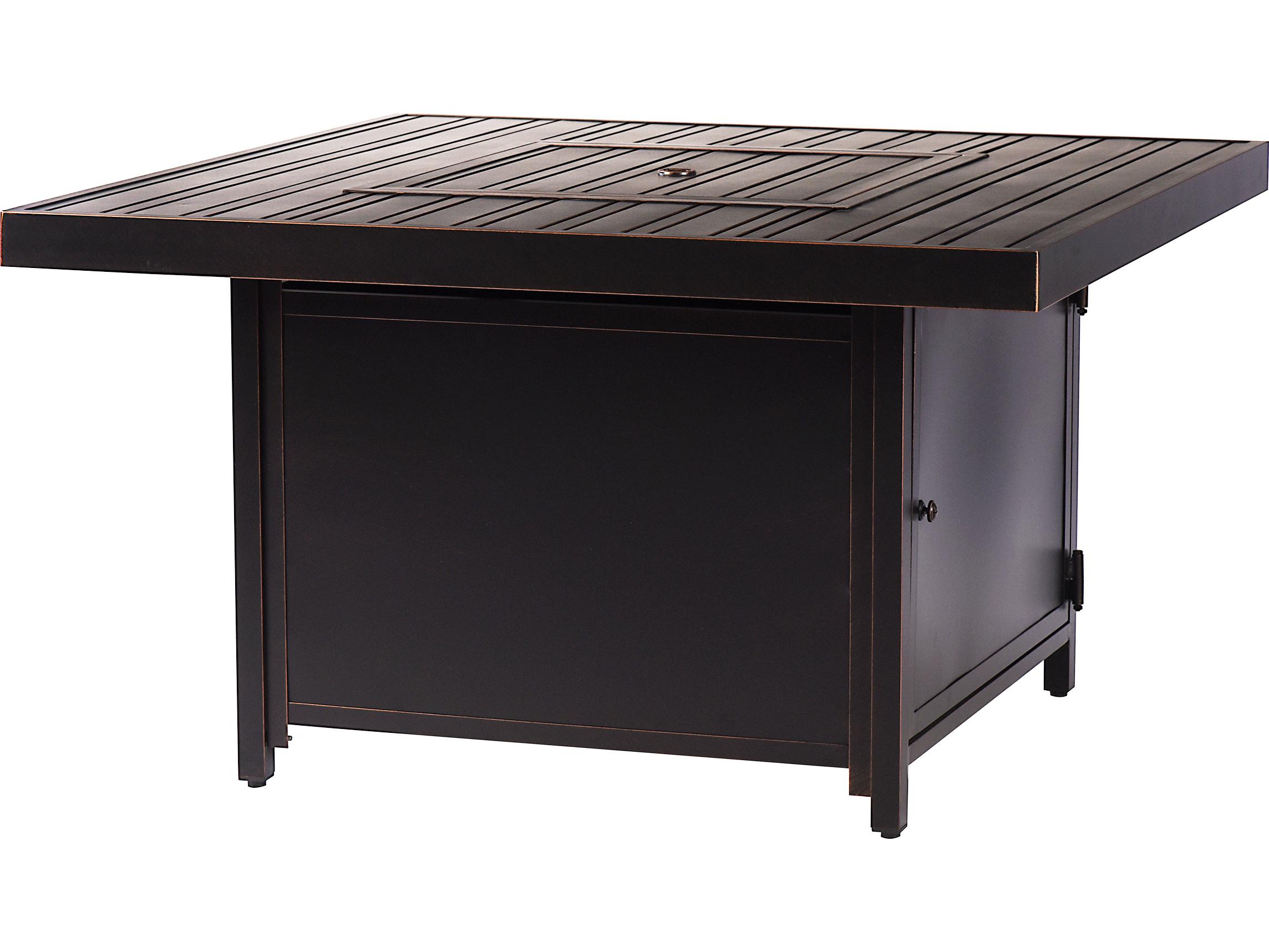 Oakland Living Square Aluminum Propane Outdoor Fire Pit Table with Glass Beads