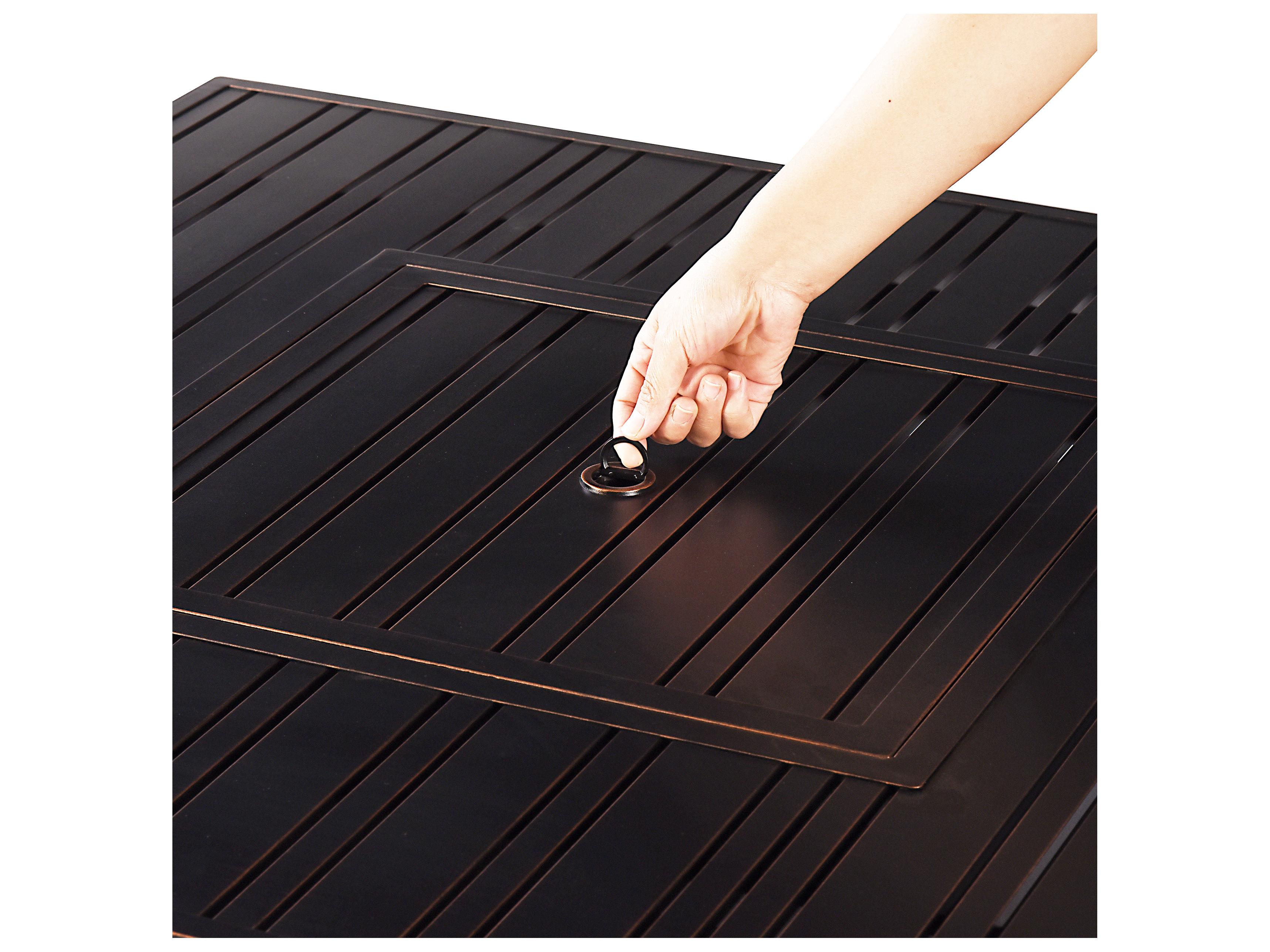 Oakland Living Square Aluminum Propane Outdoor Fire Pit Table with Glass Beads