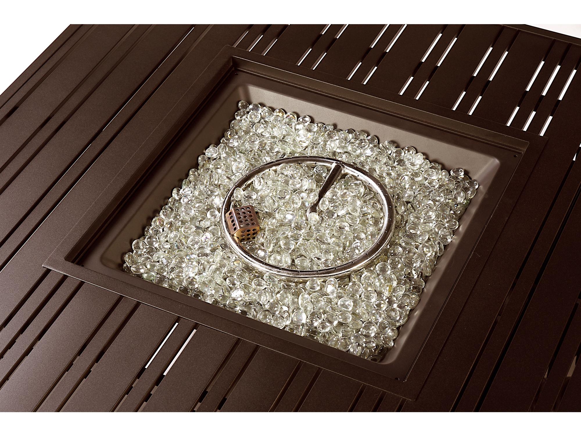Oakland Living Square Aluminum Propane Outdoor Patio Fire Pit Table with Glass Beads