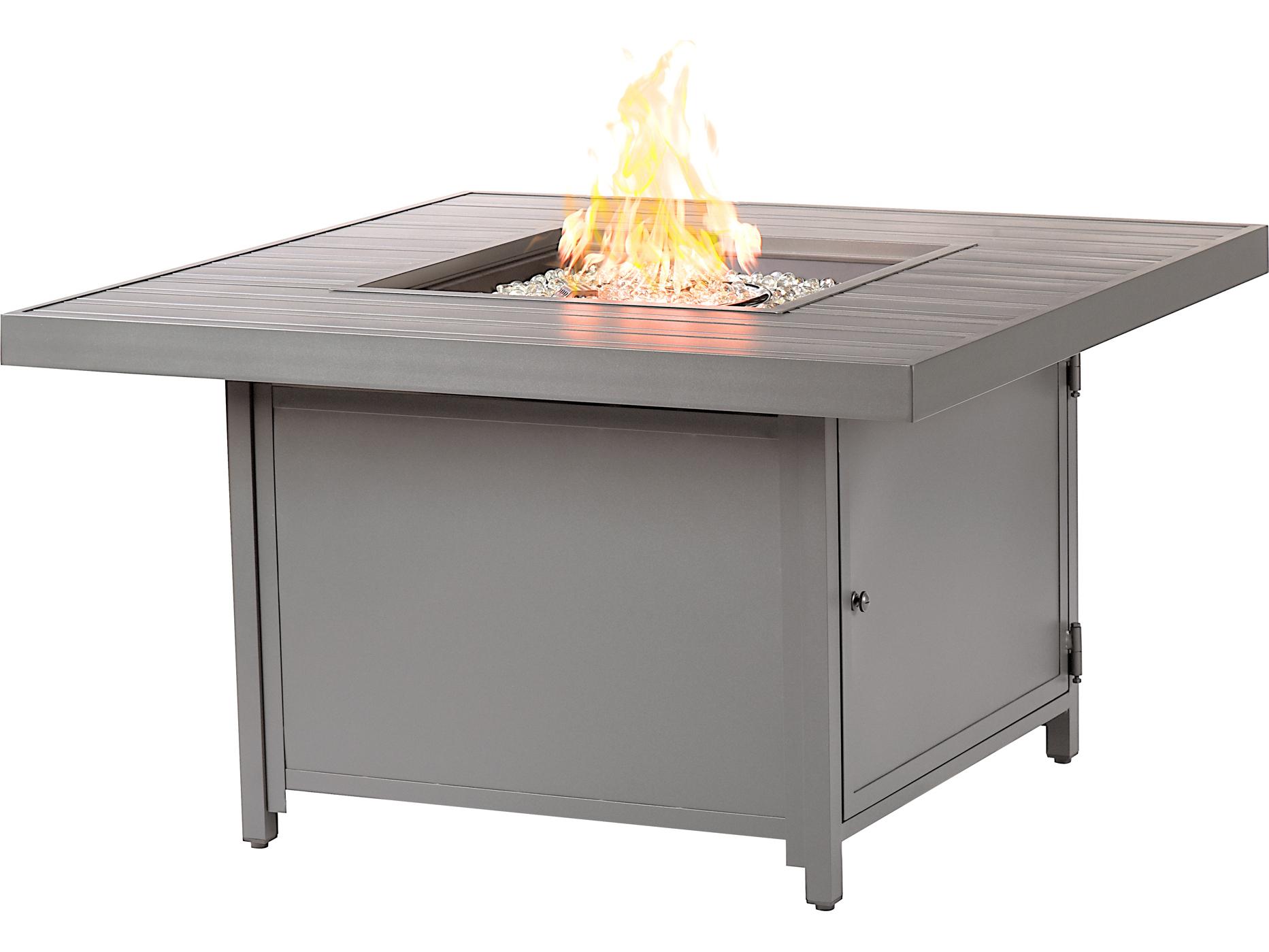 Oakland Living Square Aluminum Propane Patio Fire Pit Table with Glass Beads