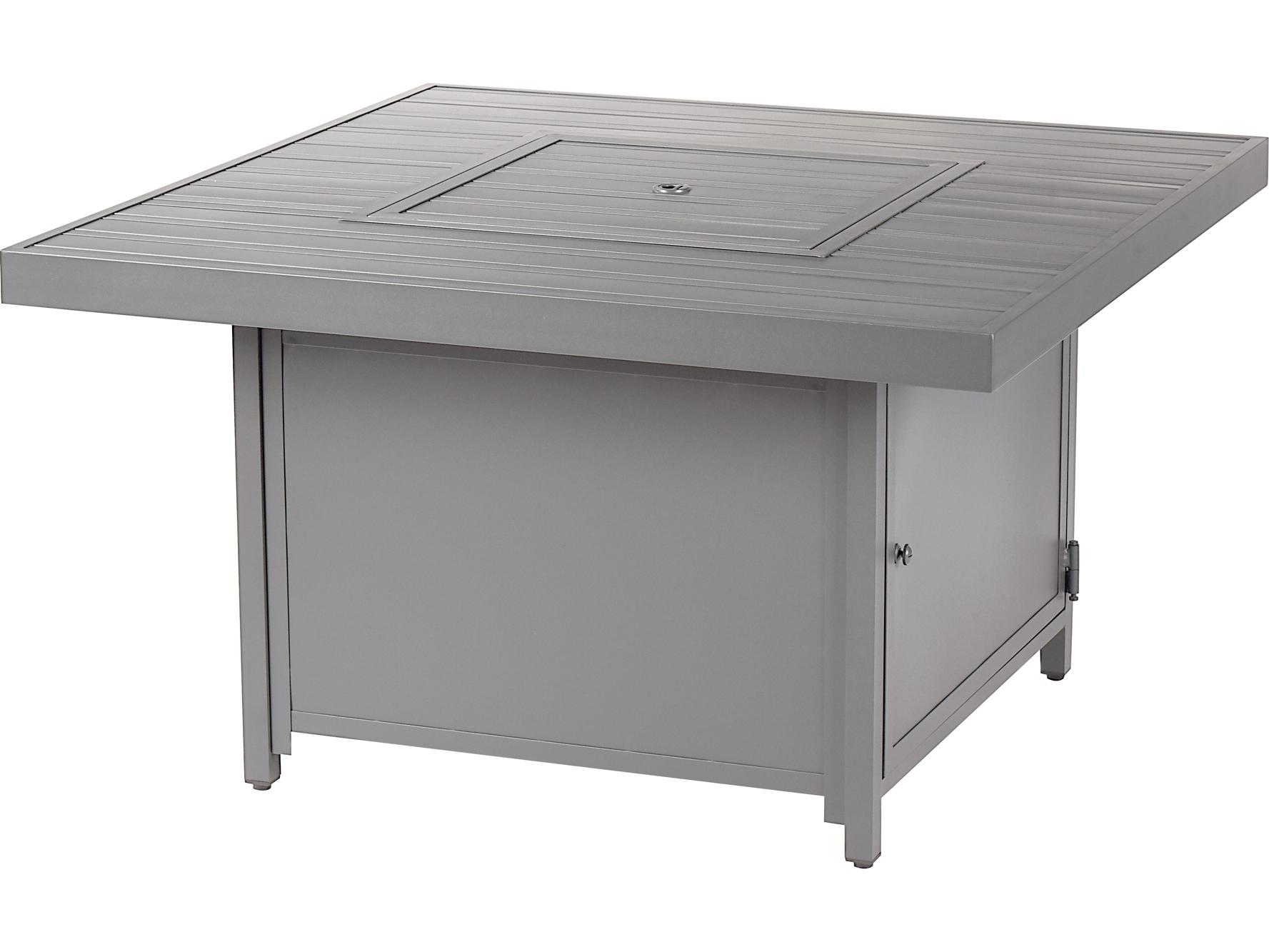 Oakland Living Square Aluminum Propane Patio Fire Pit Table with Glass Beads