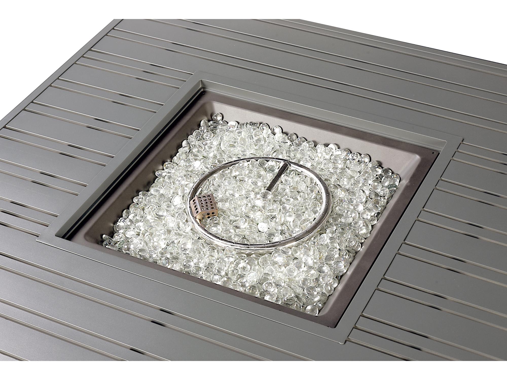 Oakland Living Square Aluminum Propane Patio Fire Pit Table with Glass Beads
