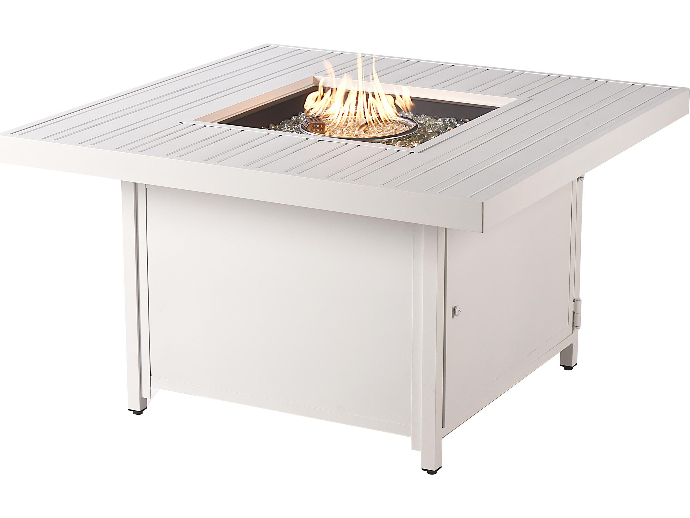 Oakland Living Square Aluminum Propane Outdoor Fire Pit Table with Glass Beads