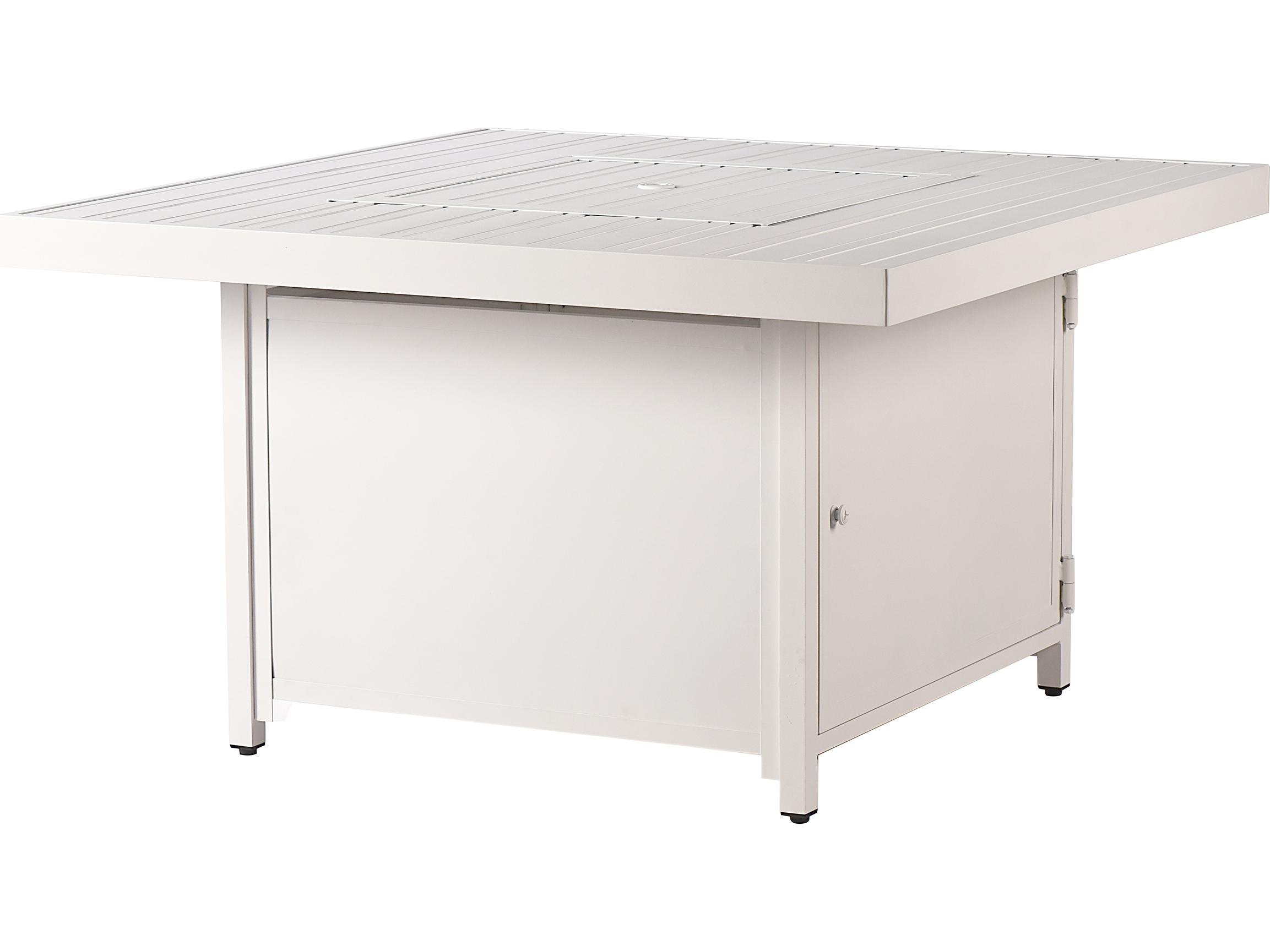 Oakland Living Square Aluminum Propane Outdoor Fire Pit Table with Glass Beads