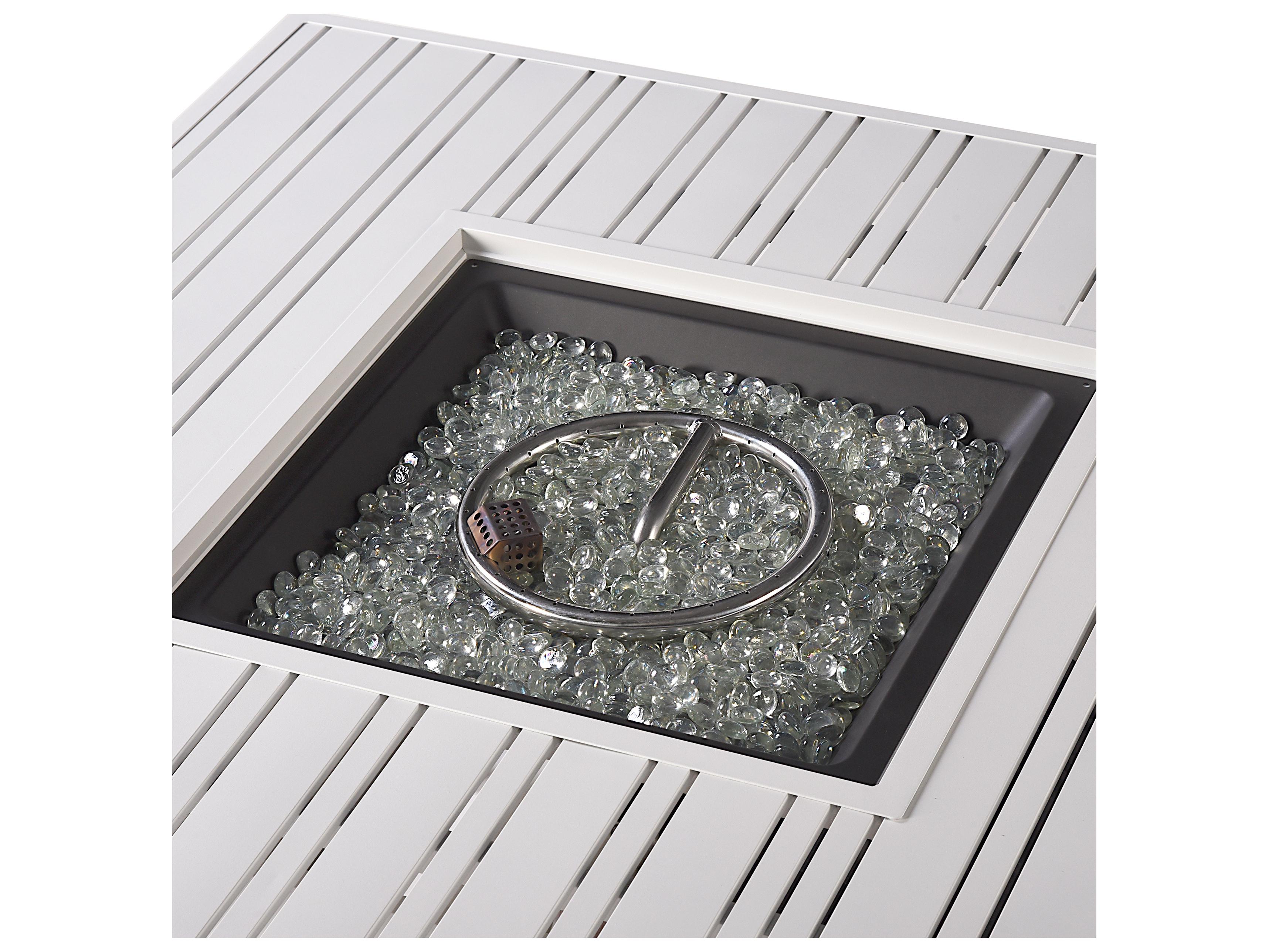 Oakland Living Square Aluminum Propane Outdoor Fire Pit Table with Glass Beads