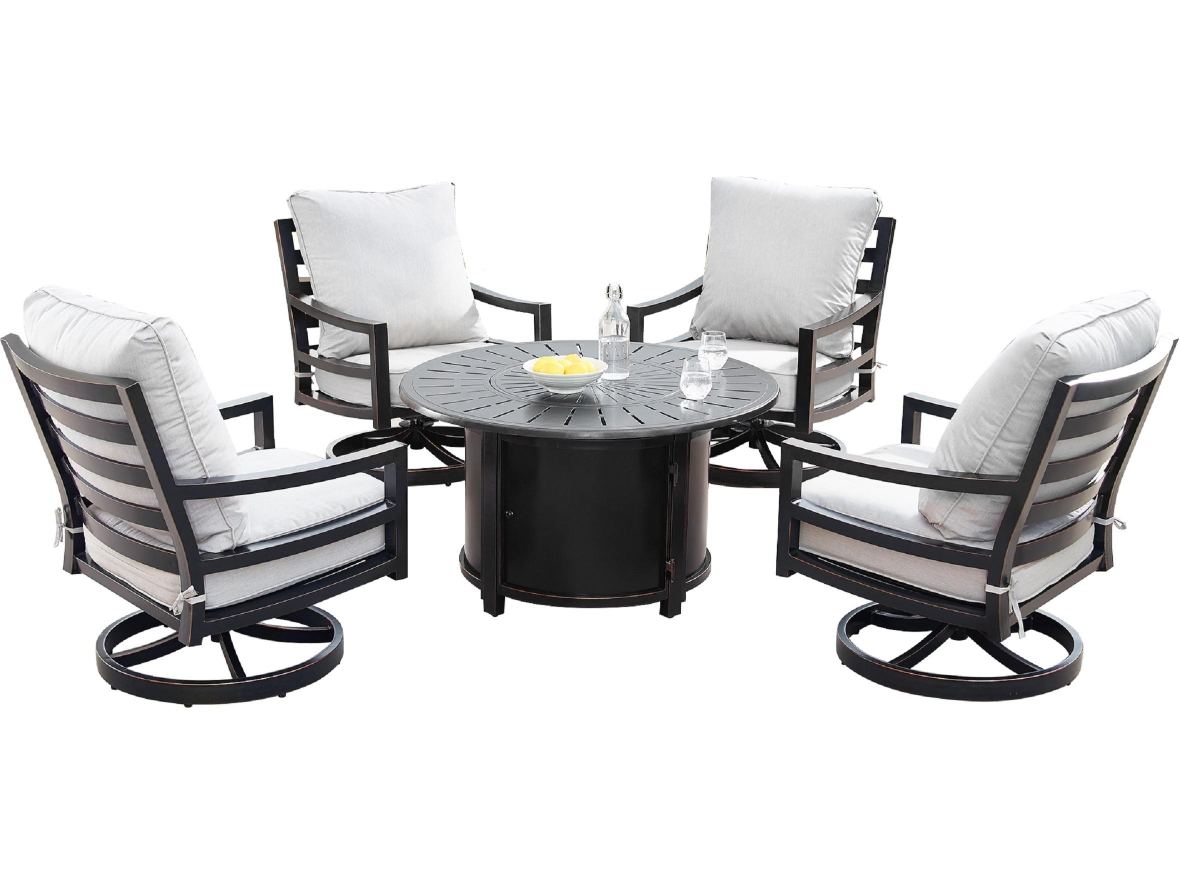 Oakland Living Aluminum 44'' Round Fire Pit Table Set