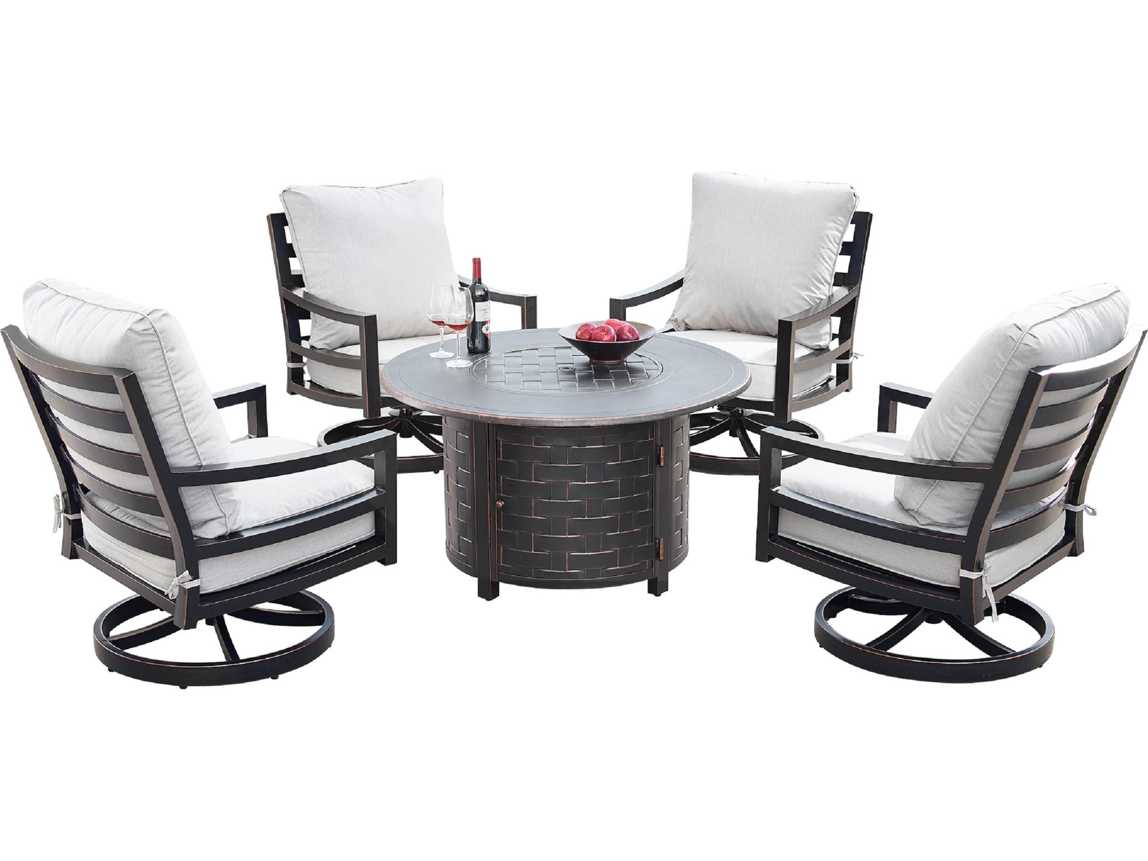 Oakland Living Aluminum 44'' Round Fire Pit Table Set