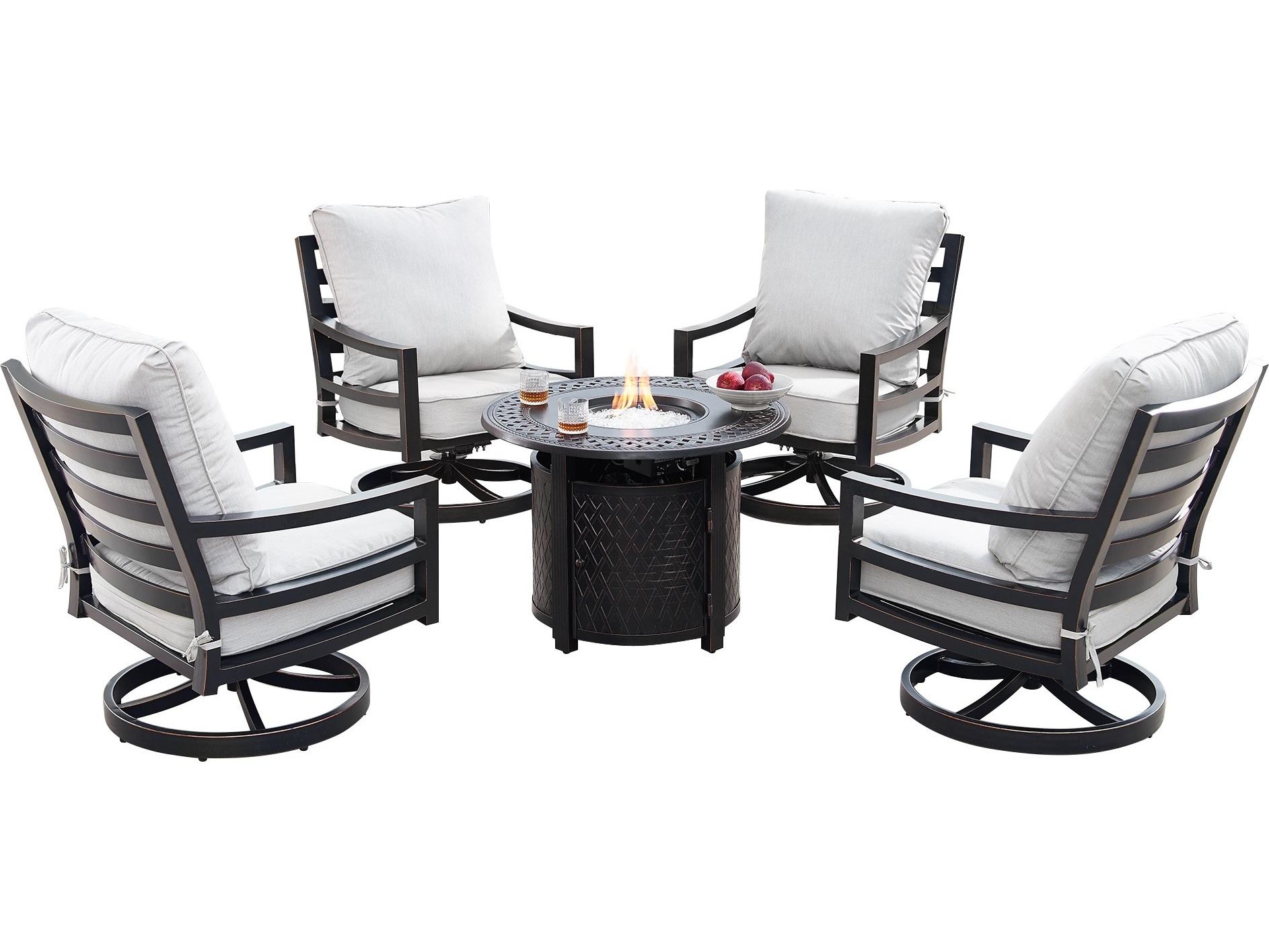 Oakland Living Aluminum 34'' Round Fire Pit Table Set