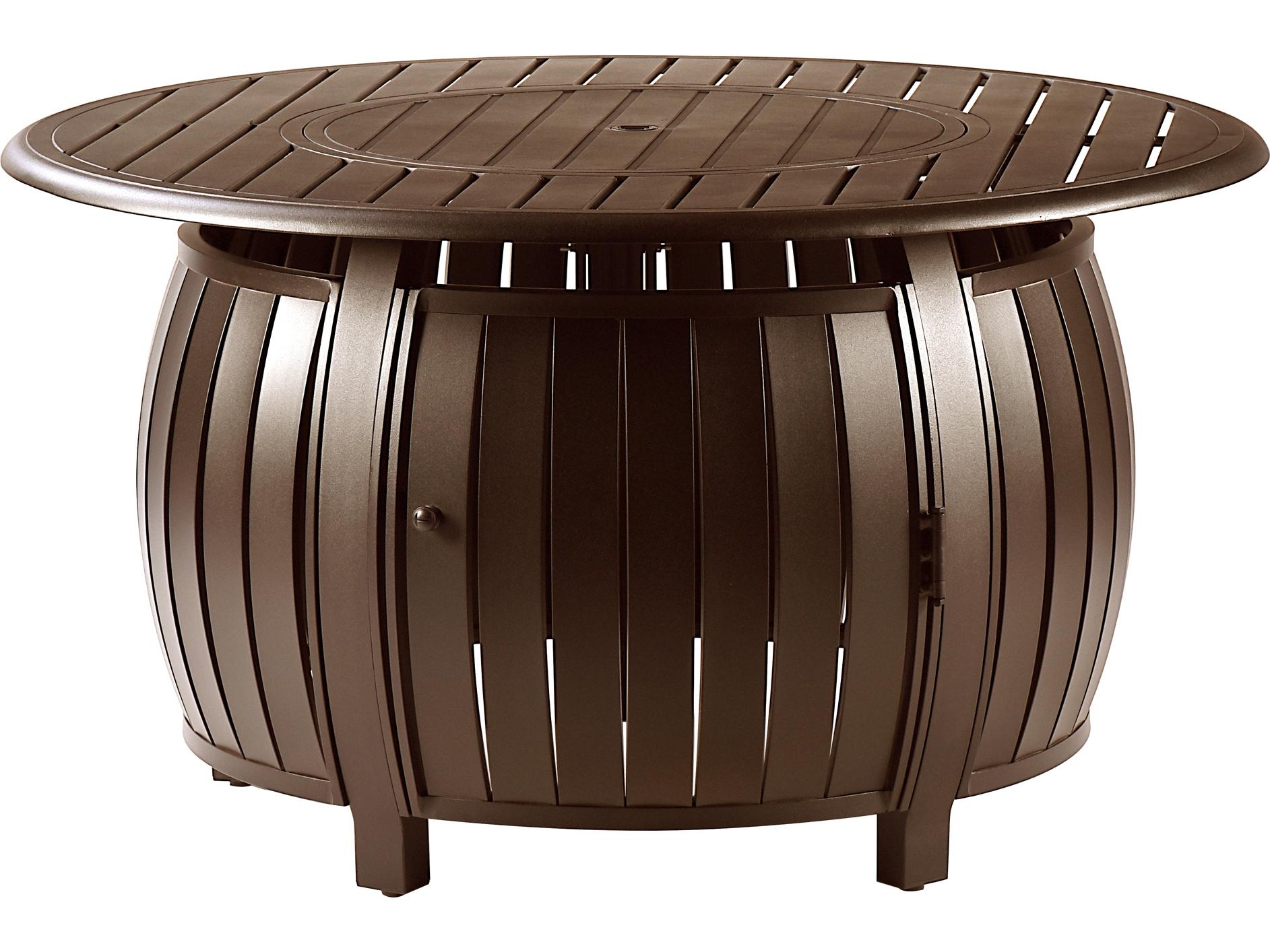 Oakland Living Round Aluminum Propane Outdoor Fire Pit Table with Glass Beads