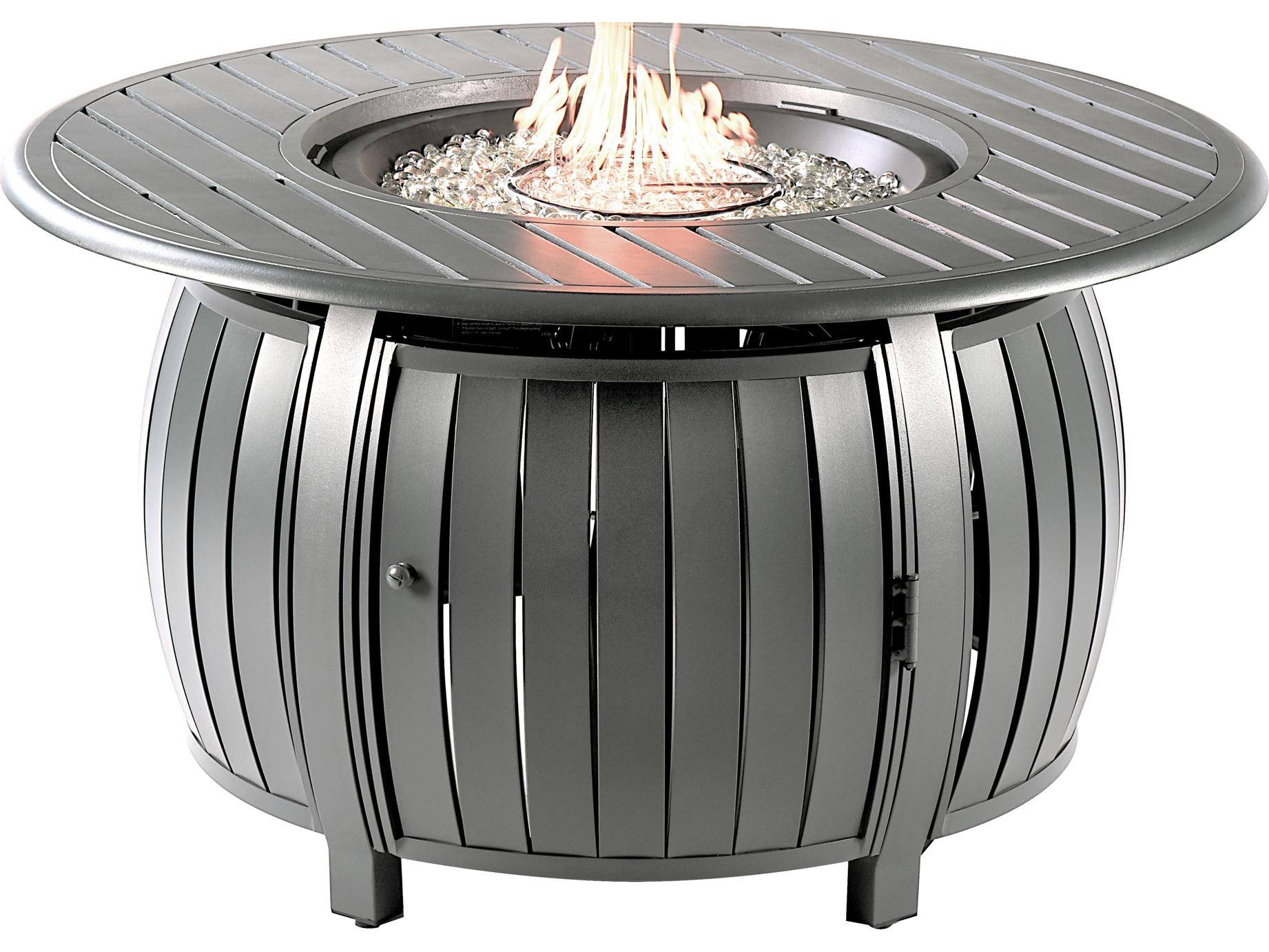 Oakland Living Round Aluminum Propane Outdoor Patio Fire Pit Table with Glass Beads