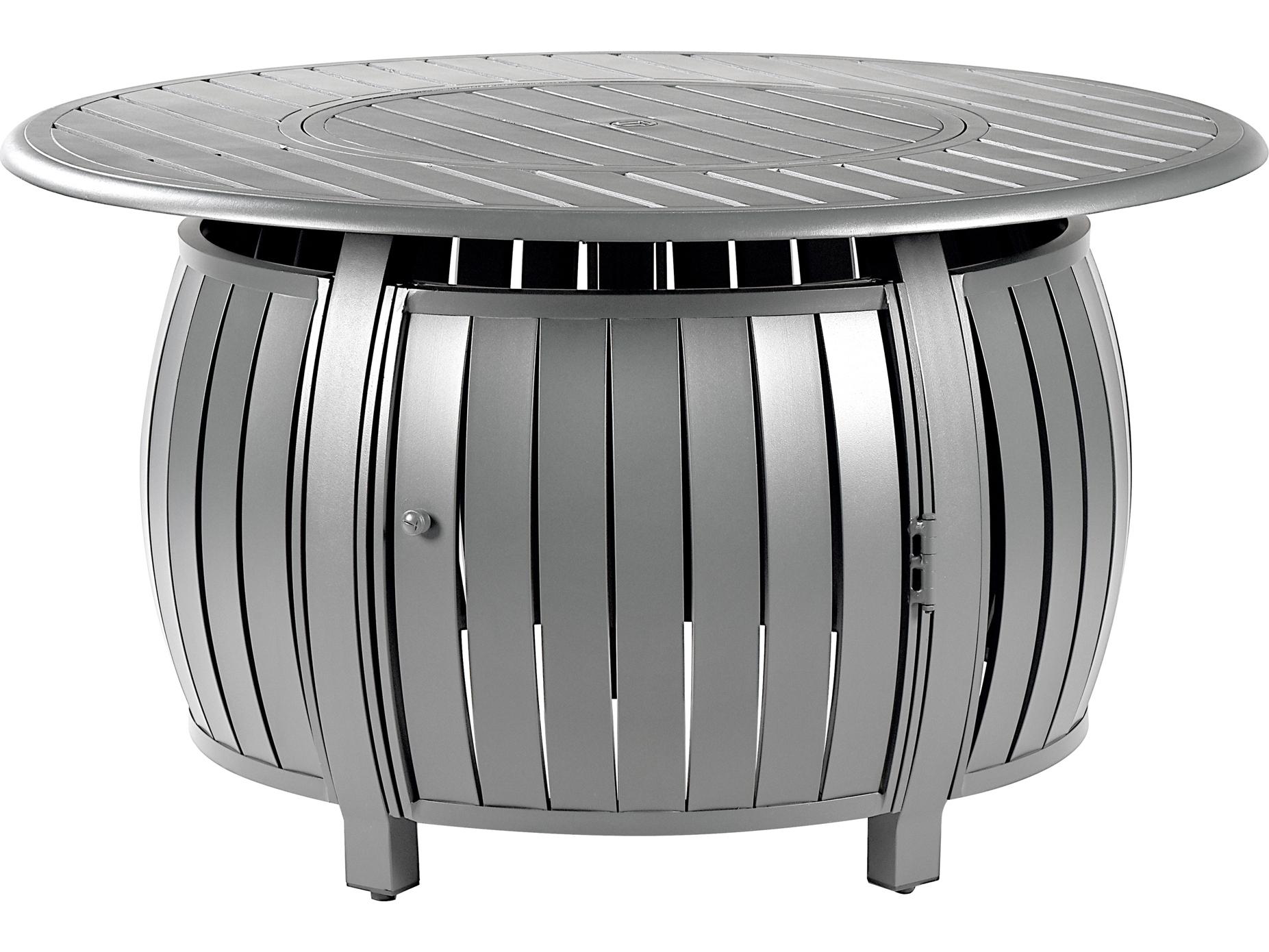 Oakland Living Round Aluminum Propane Outdoor Patio Fire Pit Table with Glass Beads