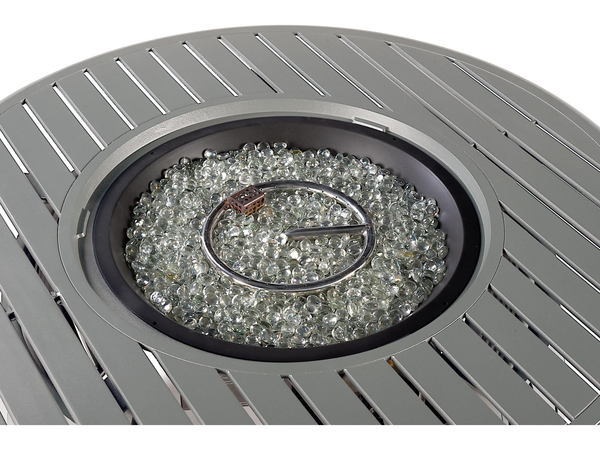 Oakland Living Round Aluminum Propane Outdoor Patio Fire Pit Table with Glass Beads