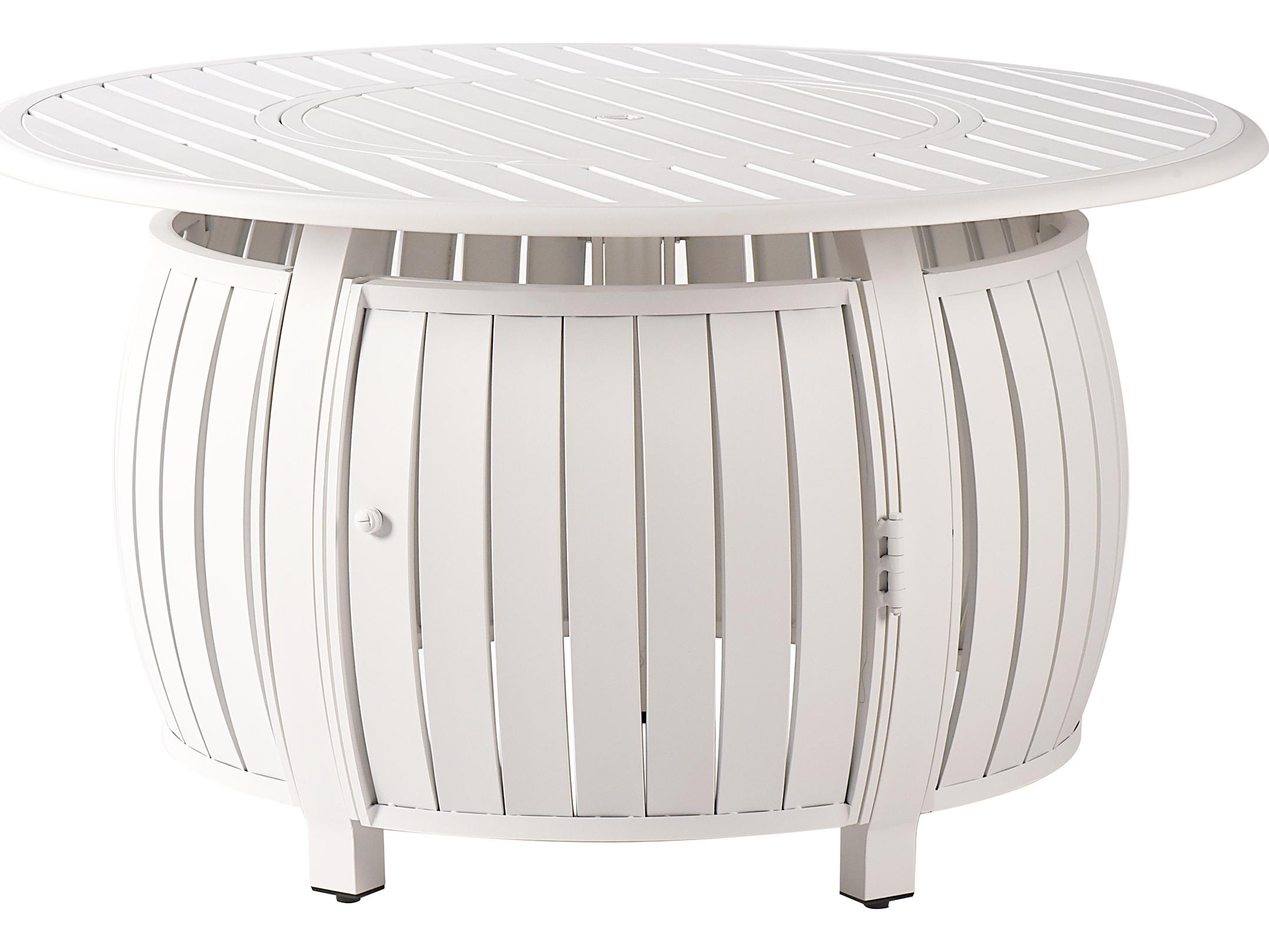 Oakland Living Round Aluminum Propane Patio Fire Pit Table with Glass Beads