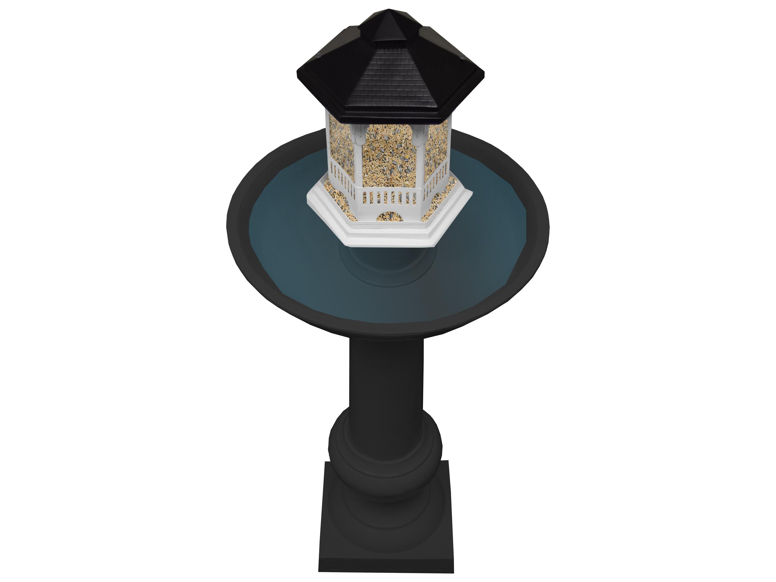 Oakland Living Modern Round Cast Aluminum 40'' Black Bird Bath and Bird Feeder Combo