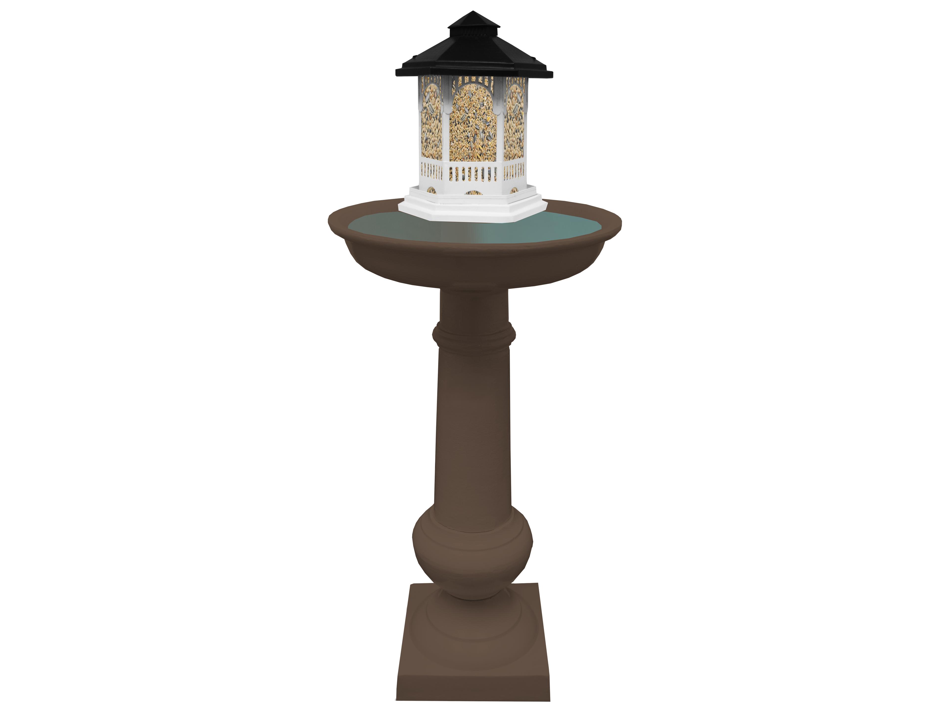 Oakland Living Modern Round Cast Aluminum 40'' Brown Bird Bath and Bird Feeder Combo