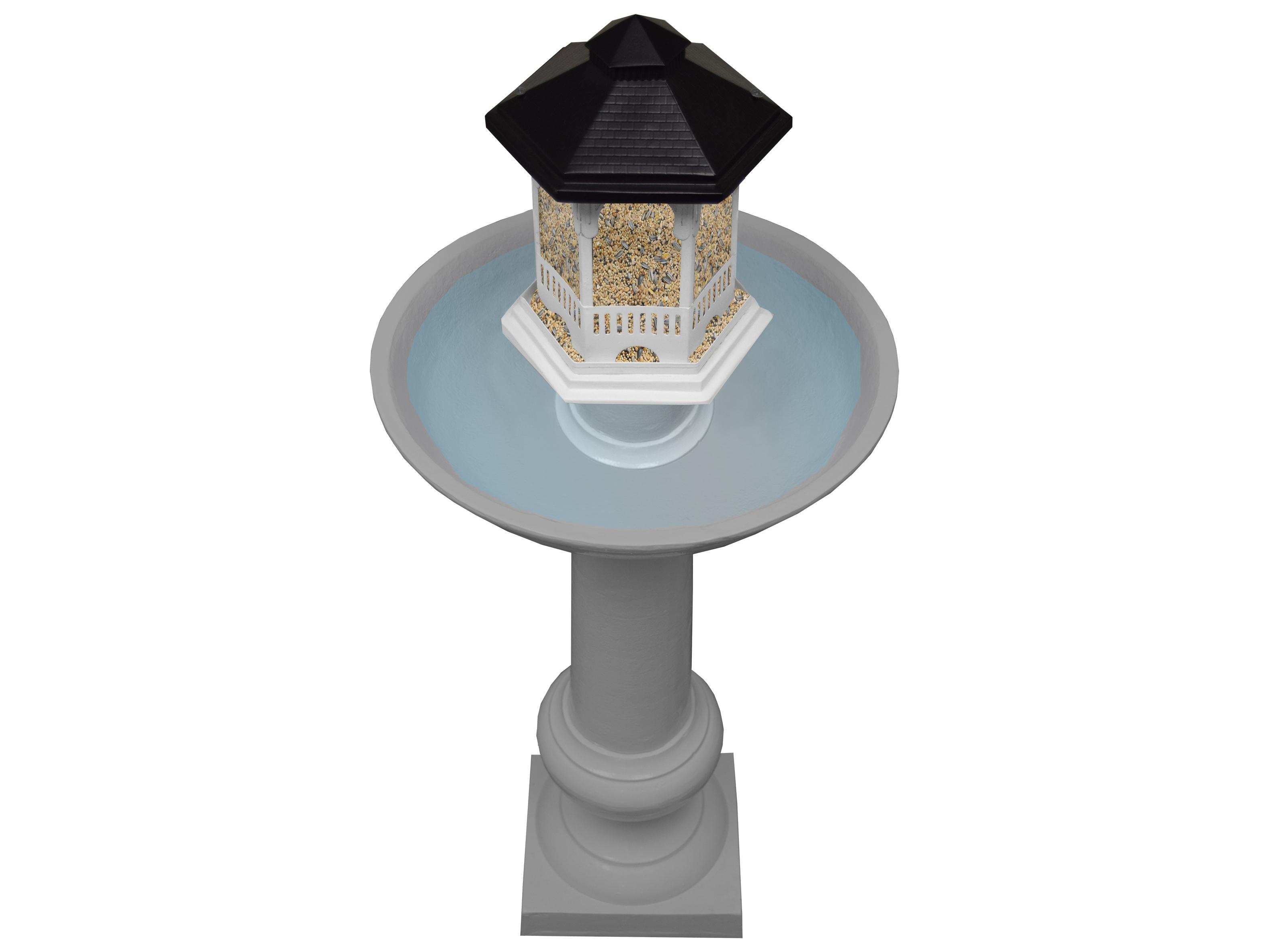 Oakland Living Modern Round Cast Aluminum 40'' Grey Bird Bath and Bird Feeder Combo