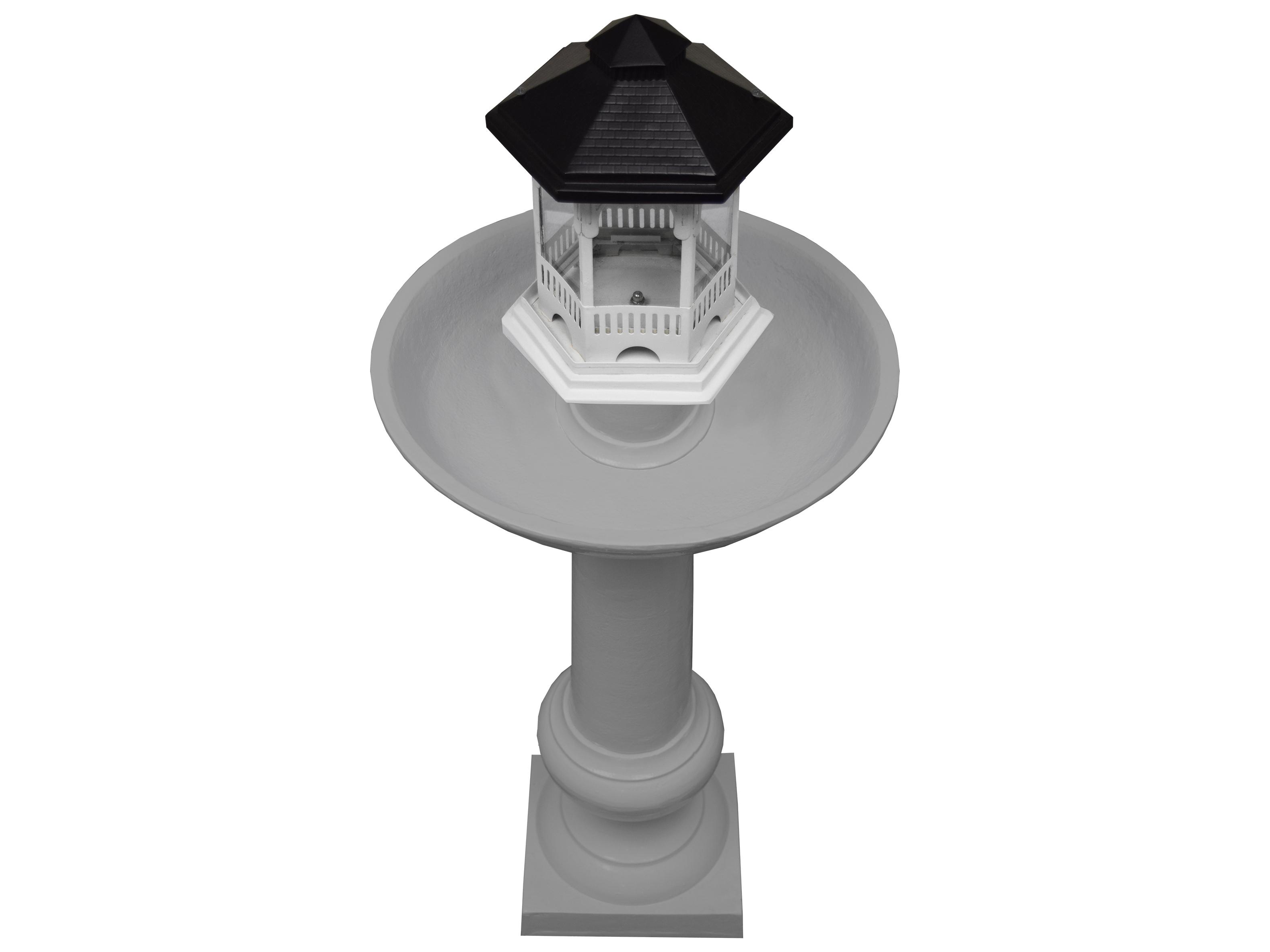 Oakland Living Modern Round Cast Aluminum 40'' Grey Bird Bath and Bird Feeder Combo