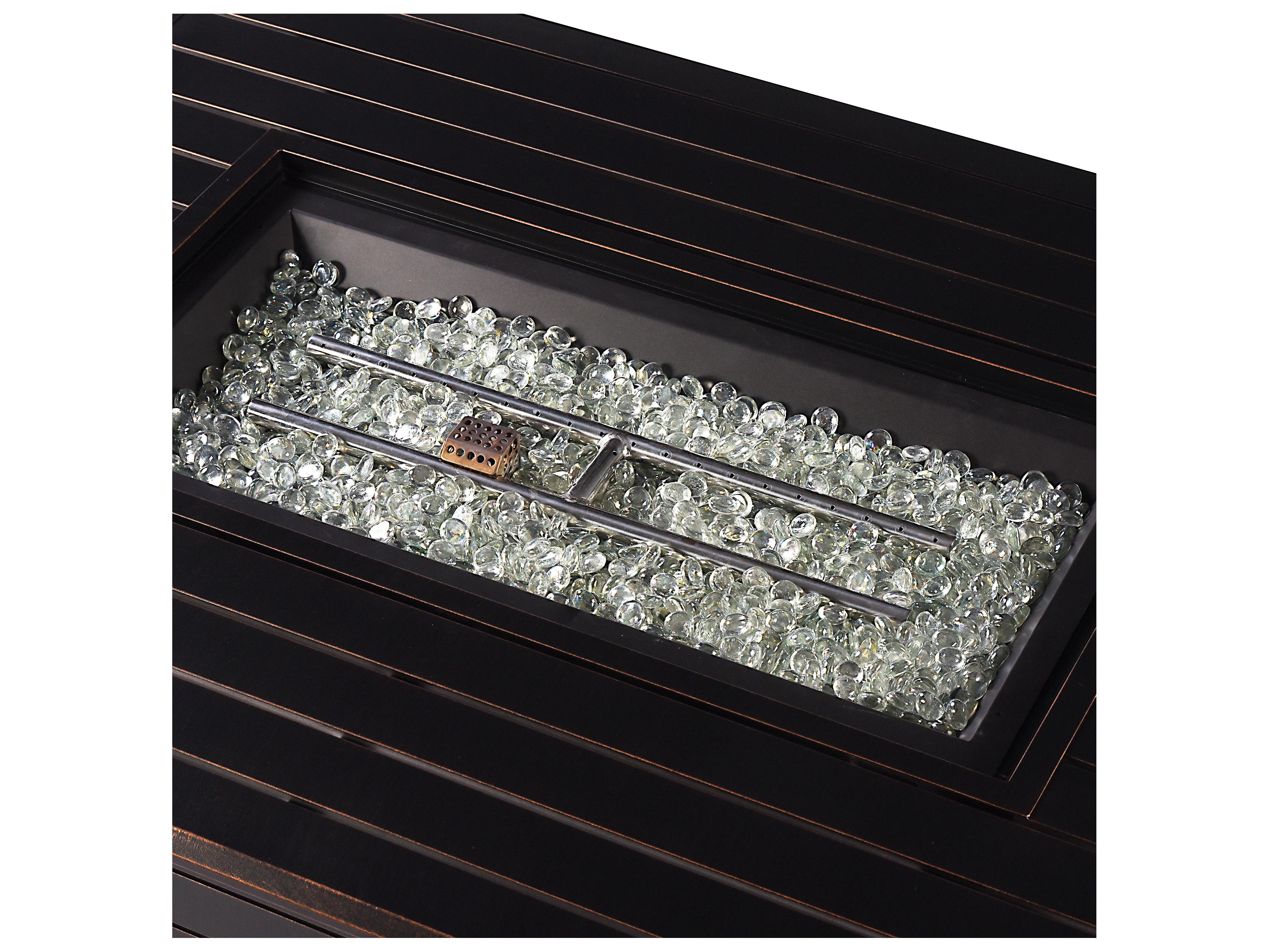 Oakland Living Rectangular Aluminum Propane Outdoor Patio Fire Pit Table