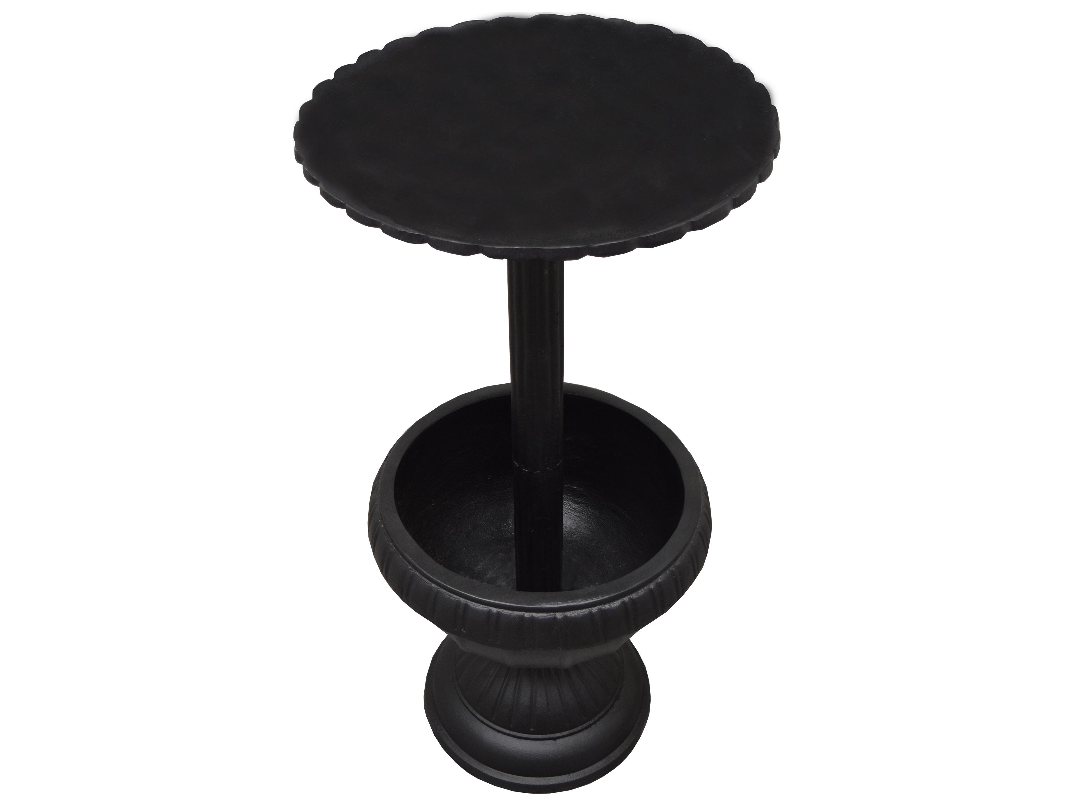 Oakland Living Ornate Round Cast Aluminum 35'' Black Bird Bath and Planter Vase Combo