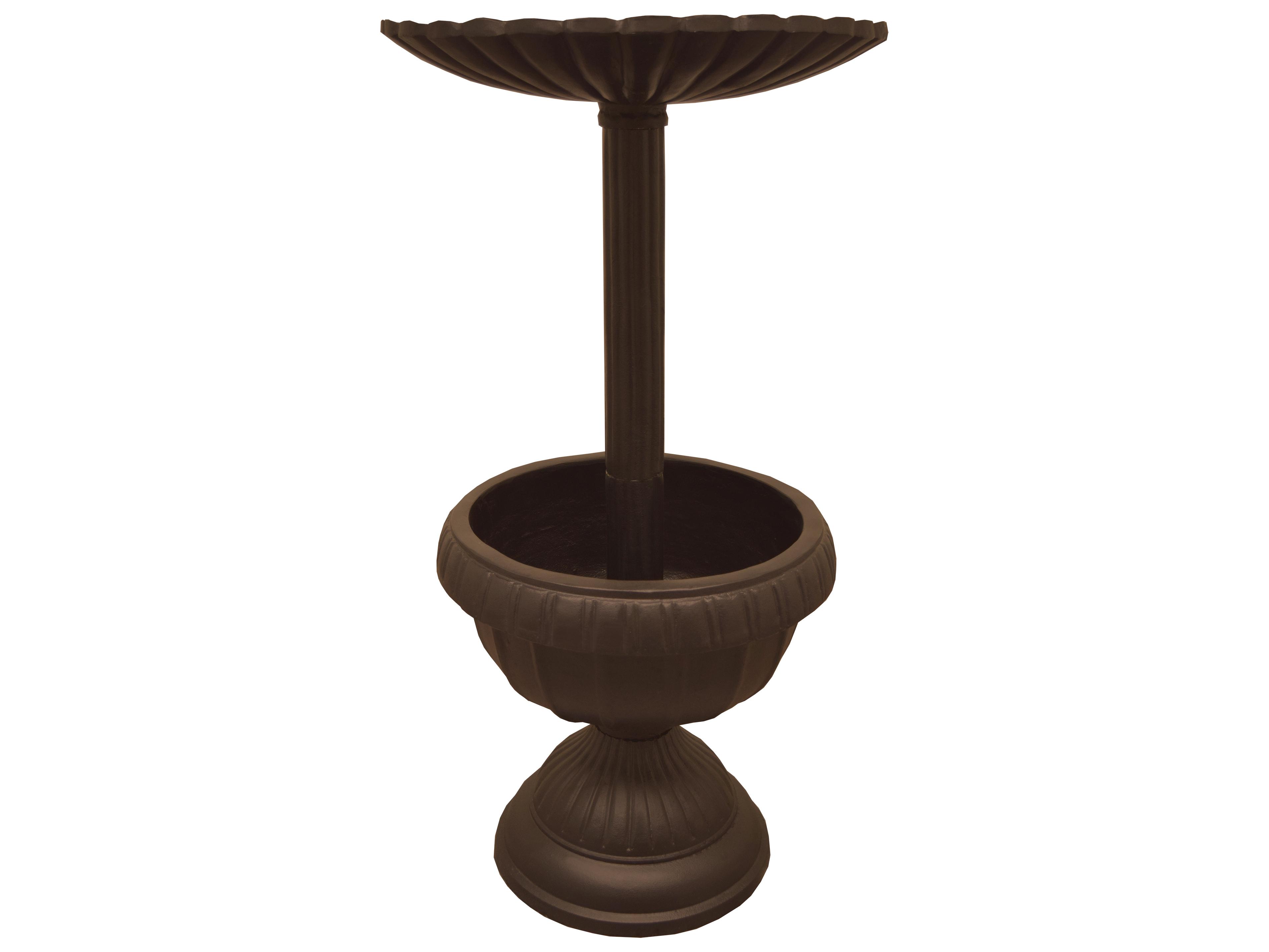 Oakland Living Ornate Round Cast Aluminum 35'' Brown Bird Bath and Planter Vase Combo