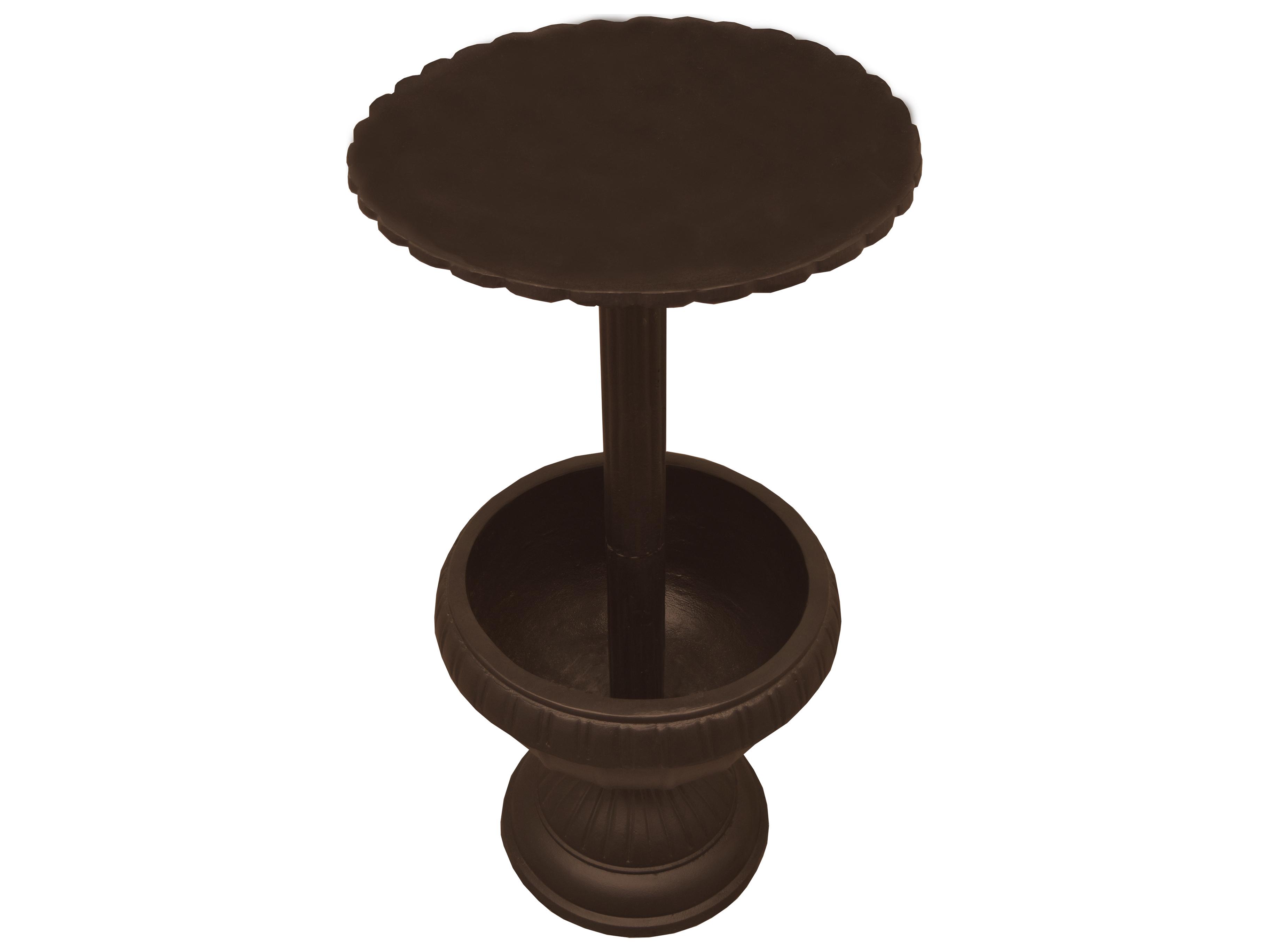 Oakland Living Ornate Round Cast Aluminum 35'' Brown Bird Bath and Planter Vase Combo