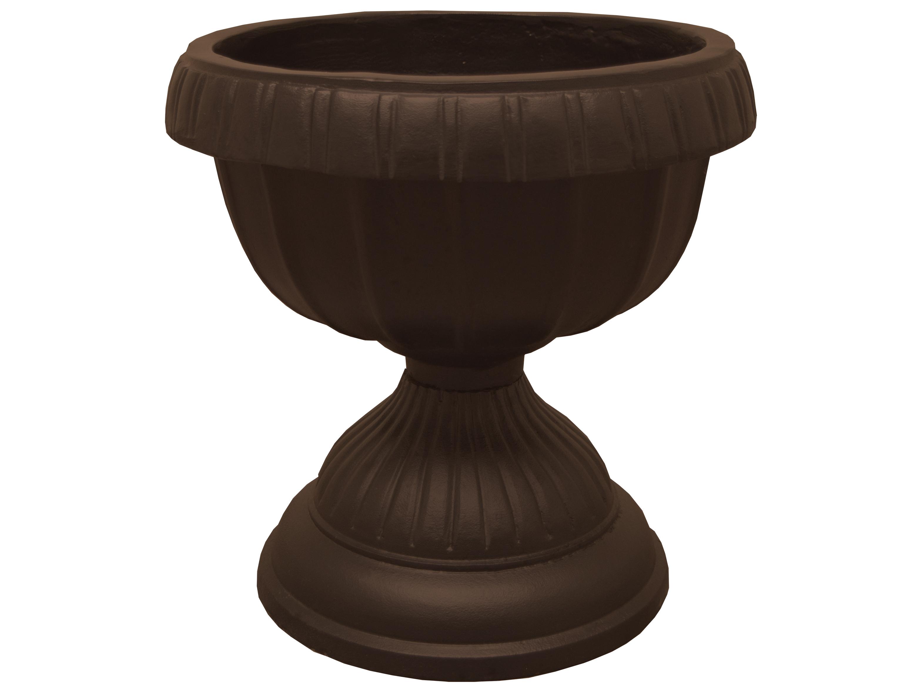 Oakland Living Ornate Round Cast Aluminum 35'' Brown Bird Bath and Planter Vase Combo