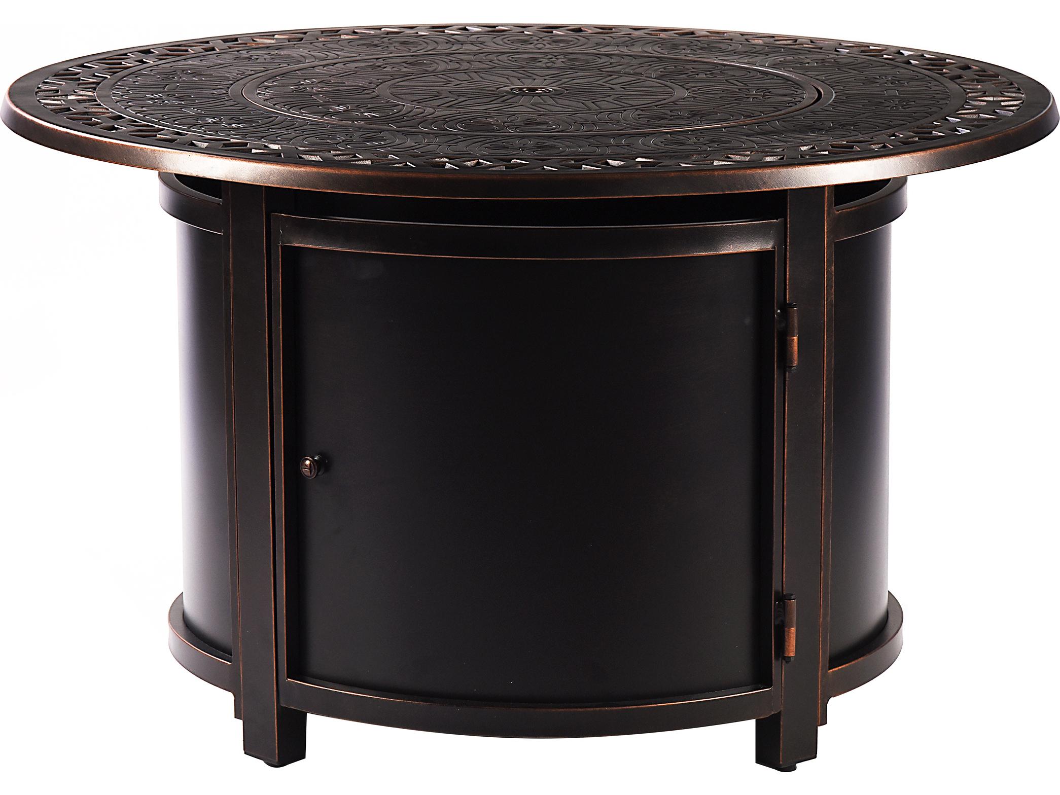 Oakland Living Round Aluminum Propane Patio Fire Pit Table with Glass Beads