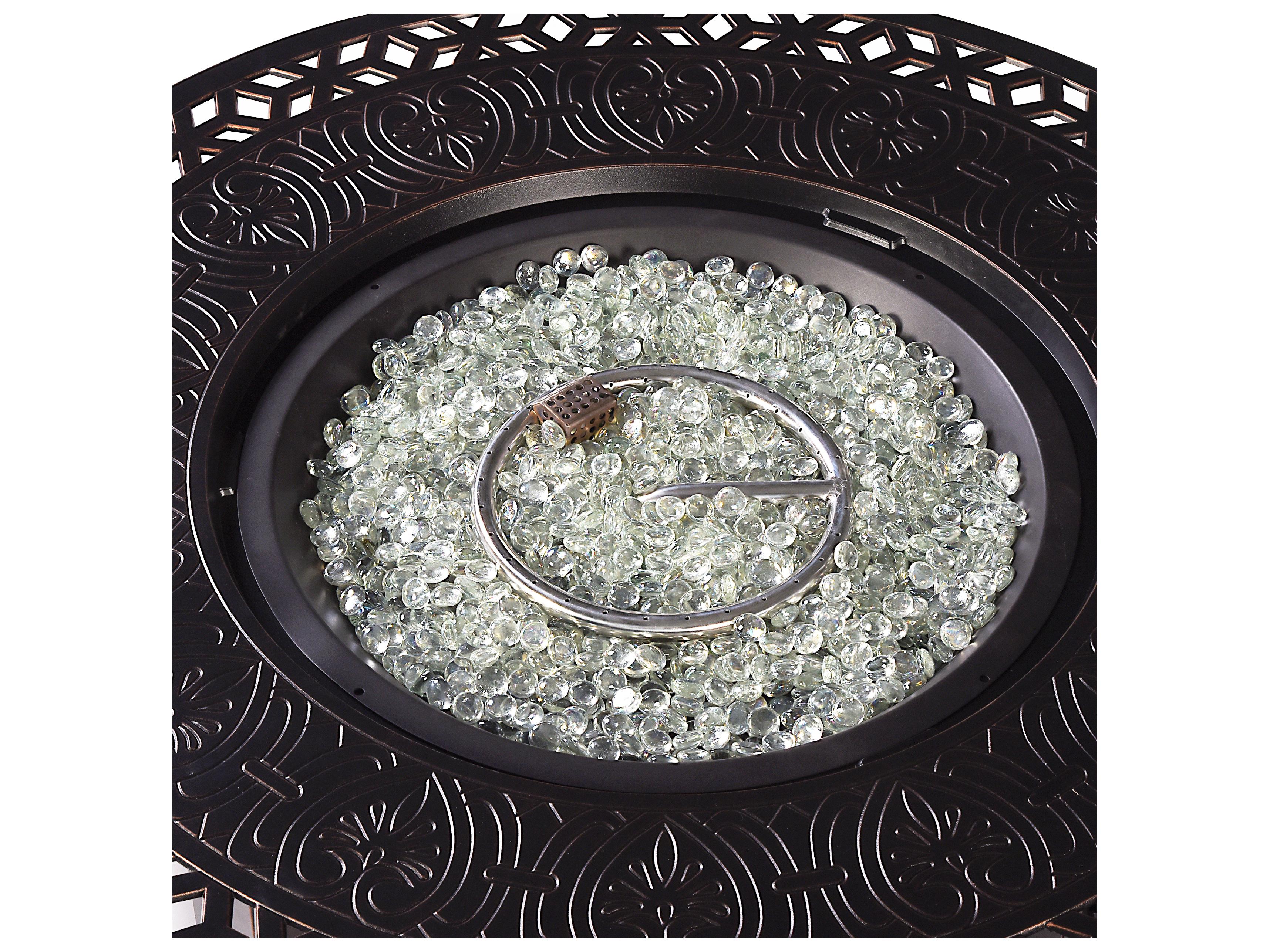 Oakland Living Round Aluminum Propane Patio Fire Pit Table with Glass Beads