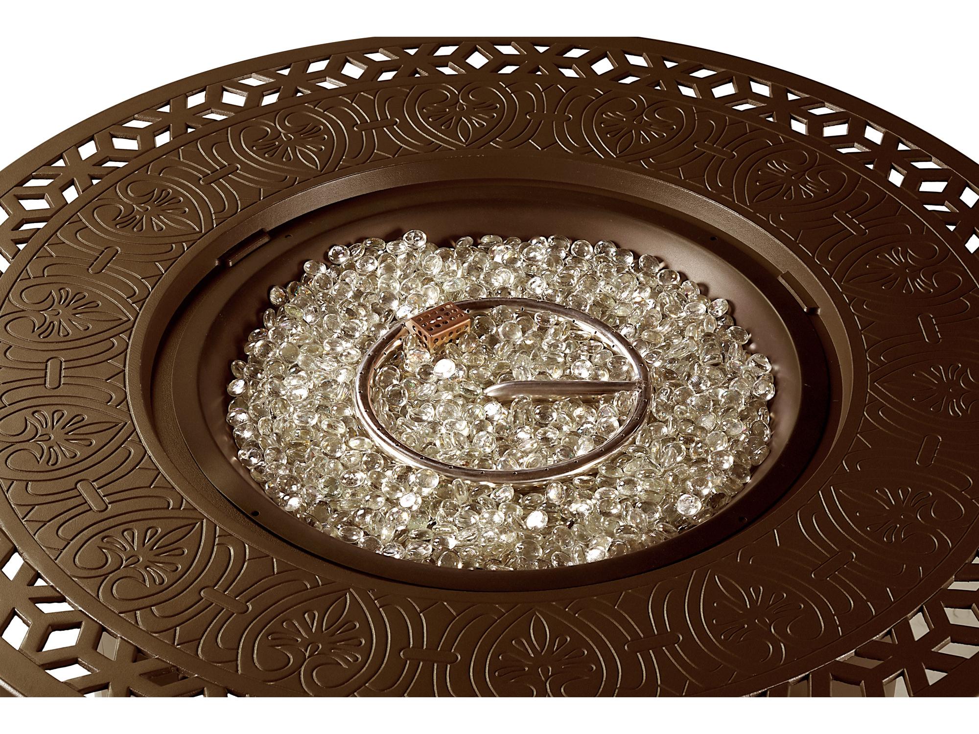 Oakland Living Round Aluminum Propane Outdoor Fire Pit Table with Glass Beads