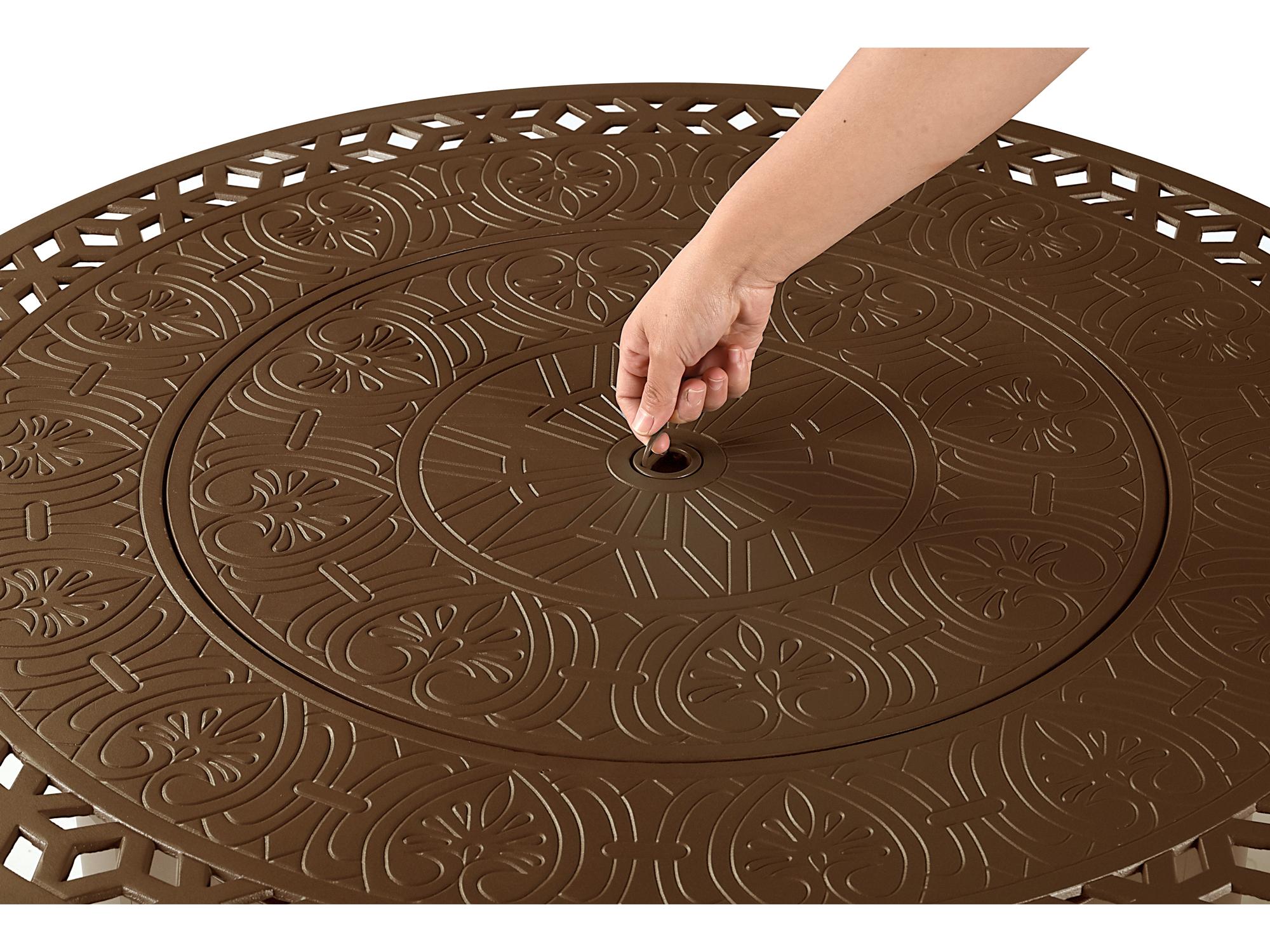 Oakland Living Round Aluminum Propane Outdoor Fire Pit Table with Glass Beads