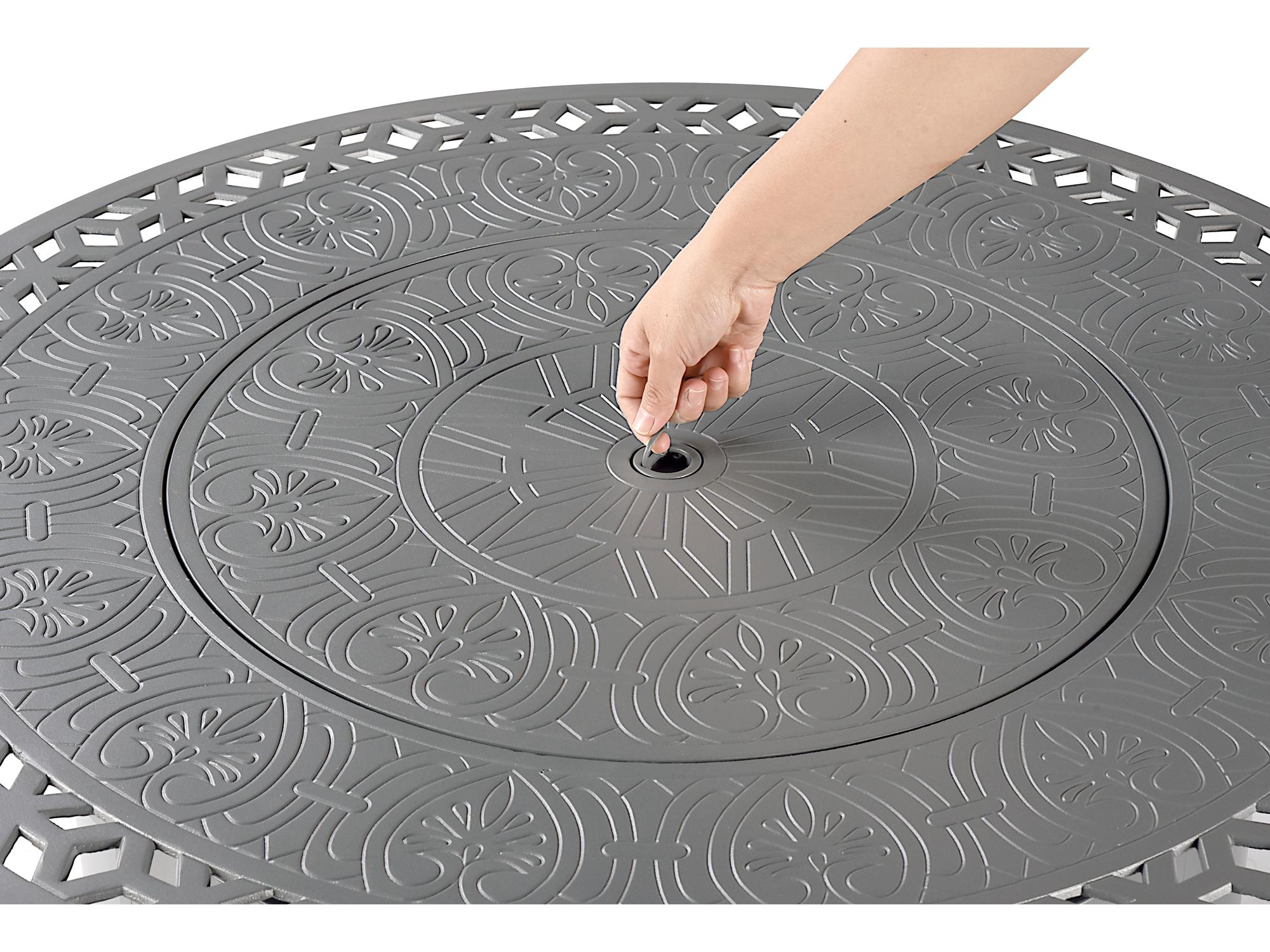 Oakland Living Round Aluminum Propane Outdoor Patio Fire Pit Table with Glass Beads