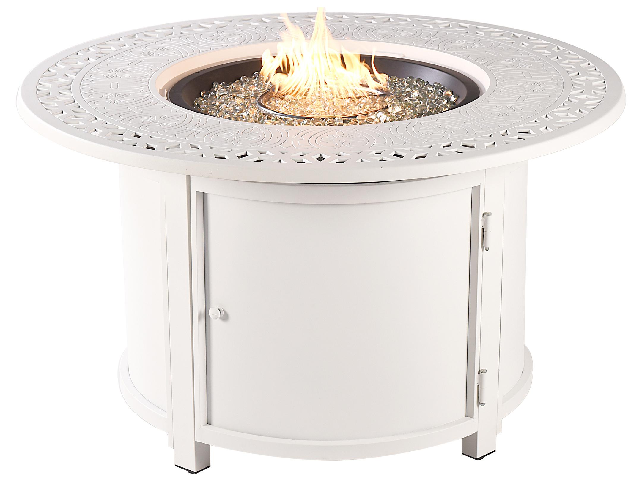 Oakland Living Round Aluminum Propane Patio Fire Pit Table with Glass Beads