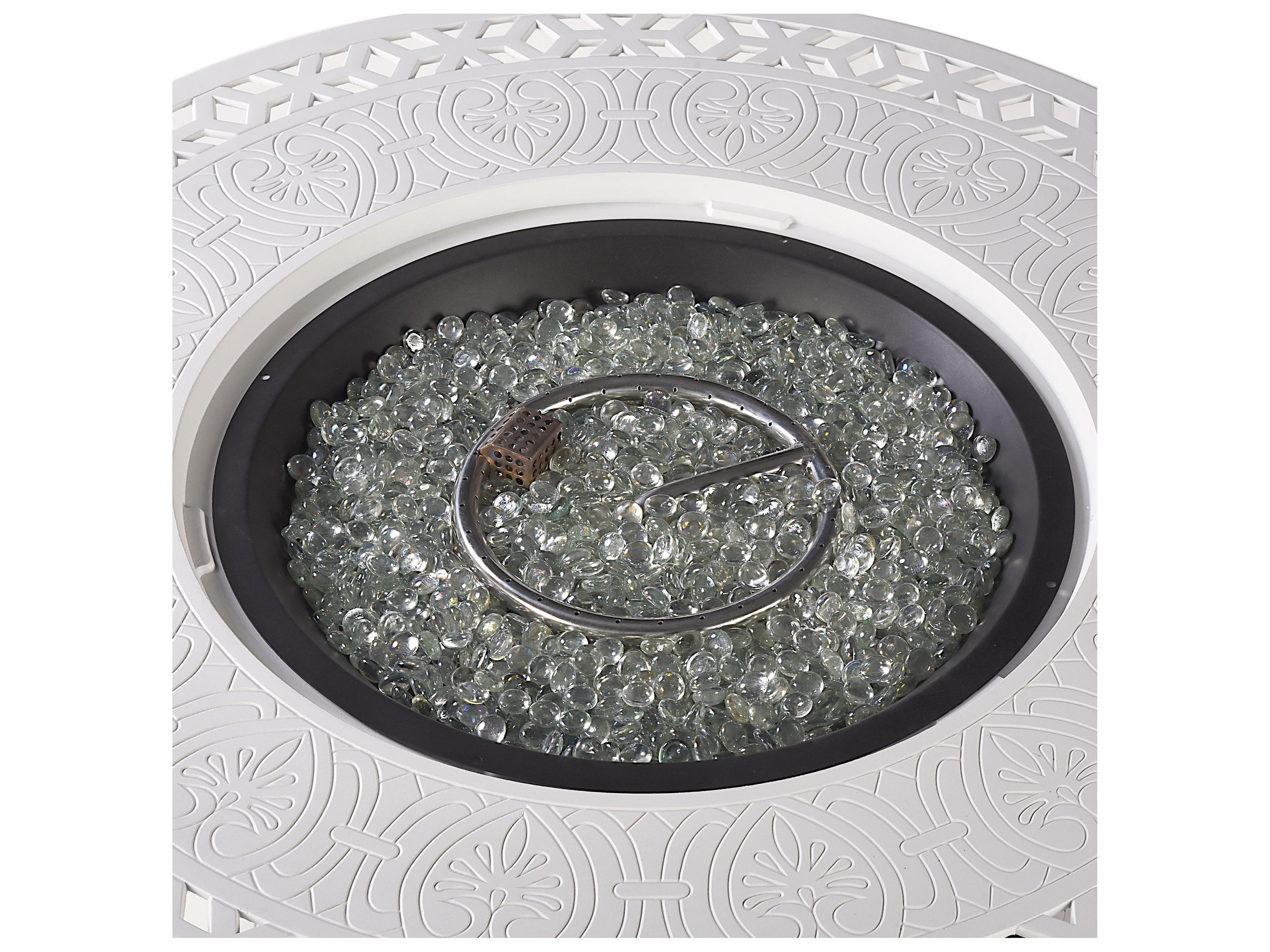 Oakland Living Round Aluminum Propane Patio Fire Pit Table with Glass Beads