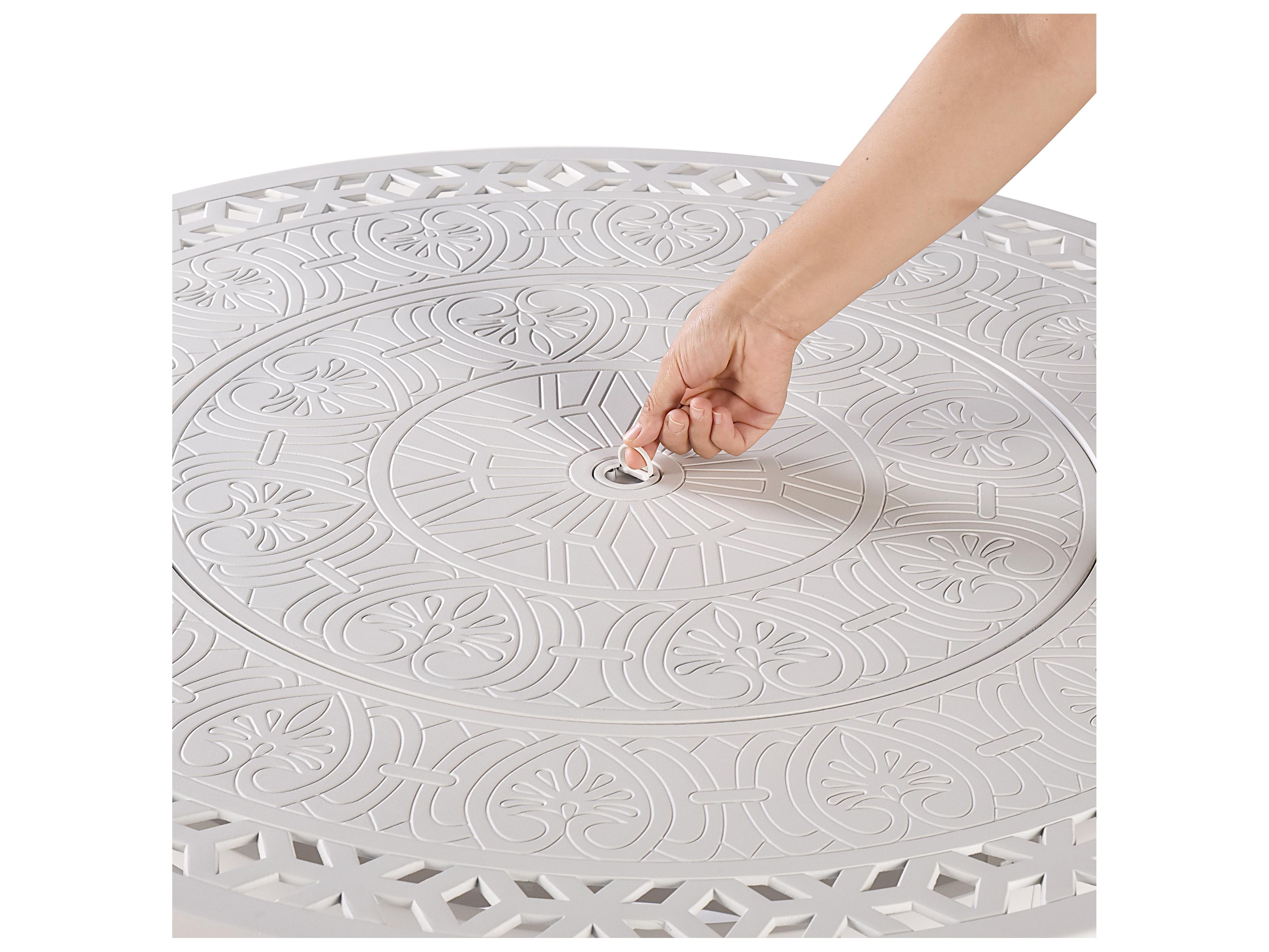 Oakland Living Round Aluminum Propane Patio Fire Pit Table with Glass Beads