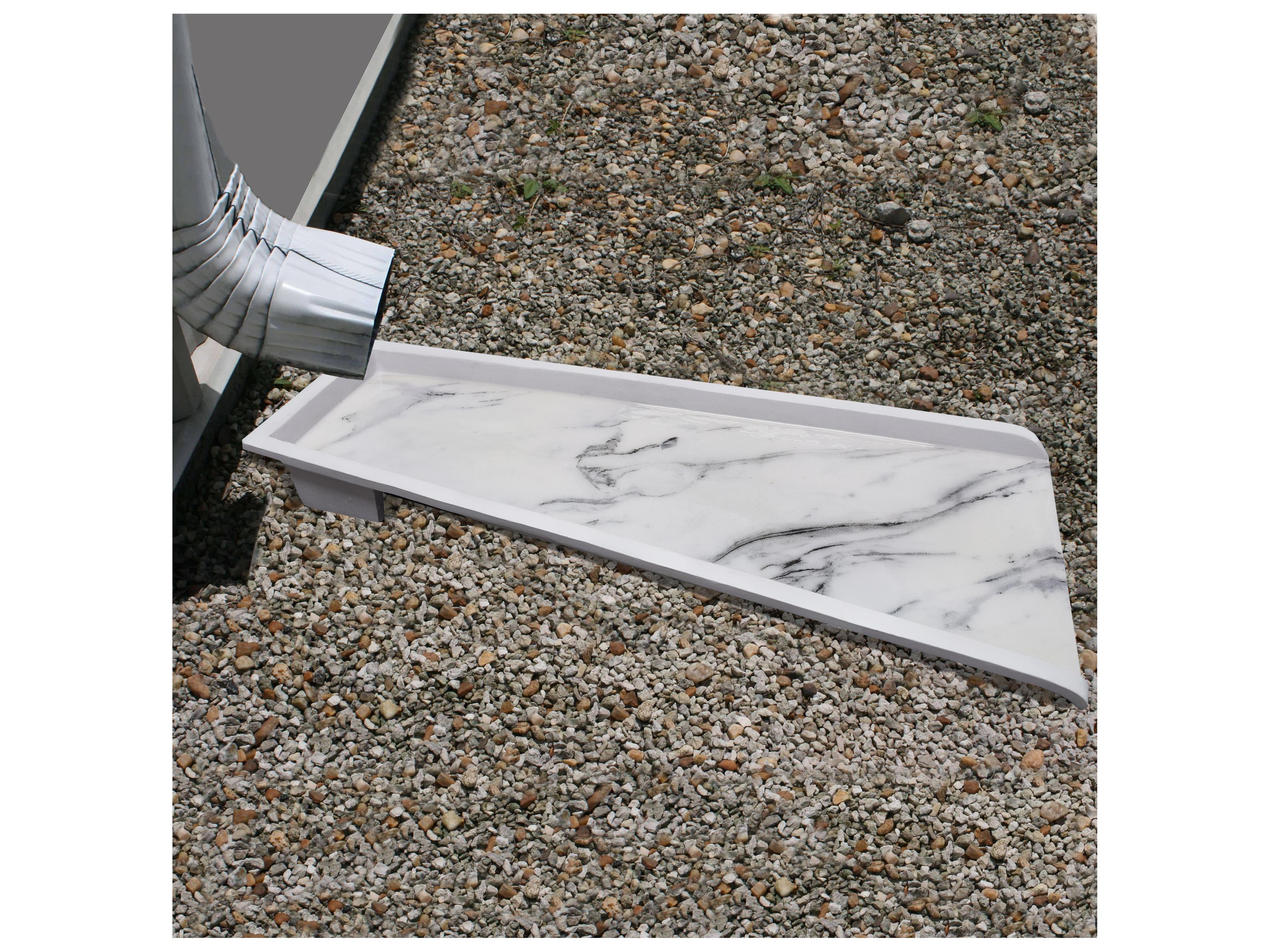 Oakland Living White Faux Marble Cast Aluminum Downspout Gutter 24'' Splash Block