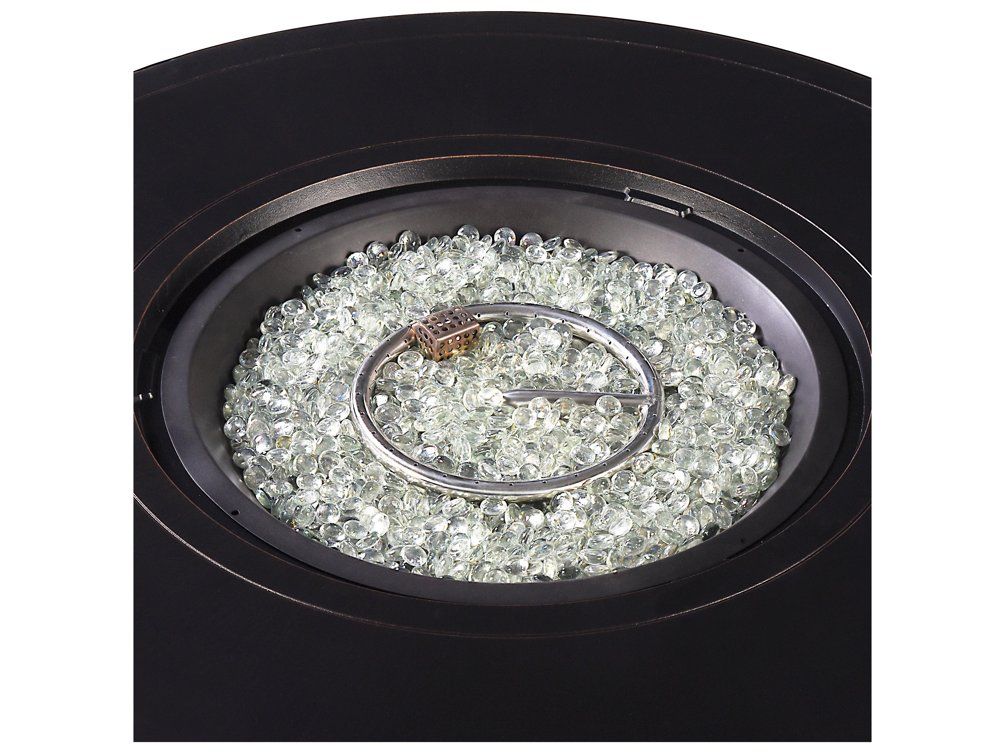 Oakland Living Aluminum Round Propane Outdoor Patio Fire Pit Table with Fire Beads