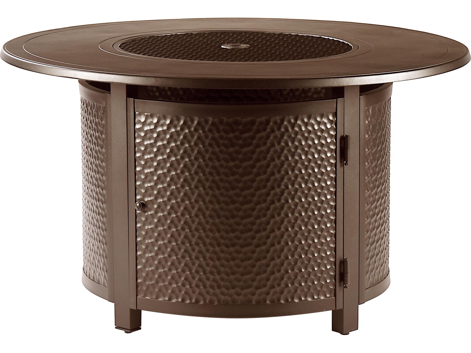 Oakland Living Round Aluminum Propane Patio Fire Pit Table with Glass Beads