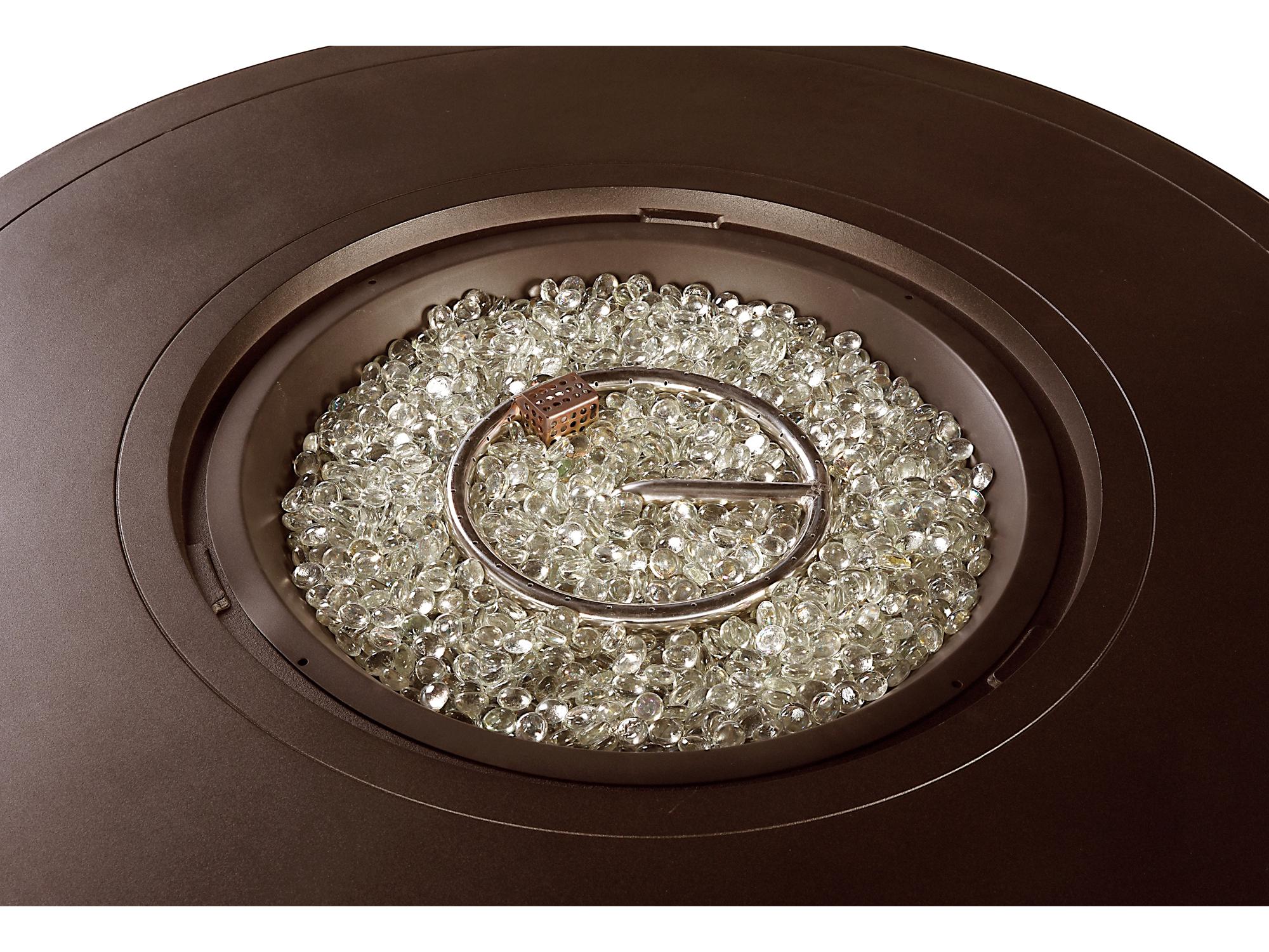 Oakland Living Round Aluminum Propane Patio Fire Pit Table with Glass Beads