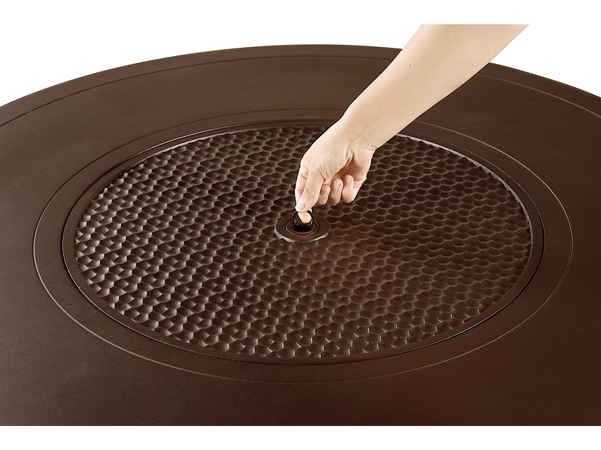 Oakland Living Round Aluminum Propane Patio Fire Pit Table with Glass Beads