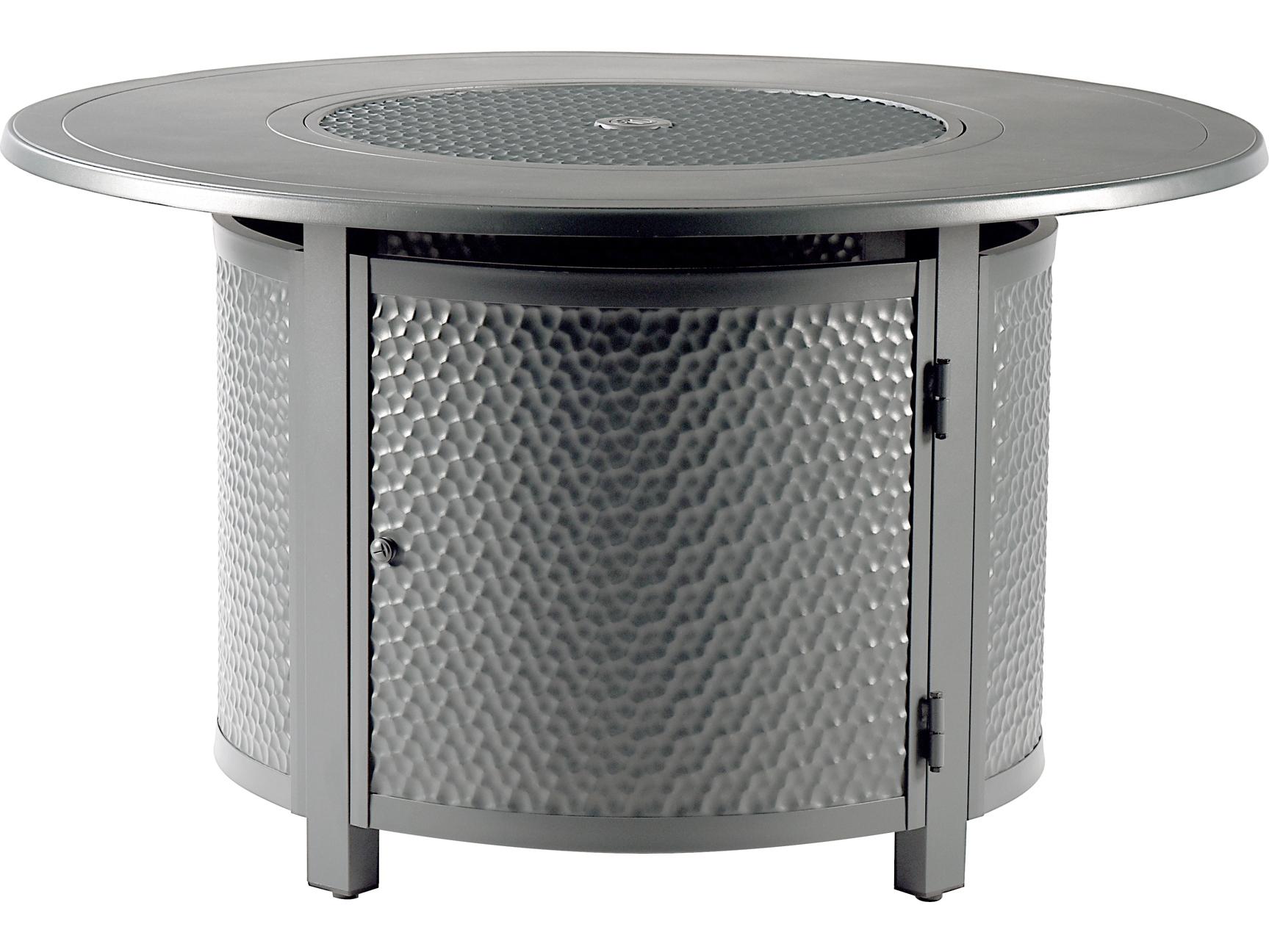 Oakland Living Round Aluminum Propane Outdoor Fire Pit Table with Glass Beads