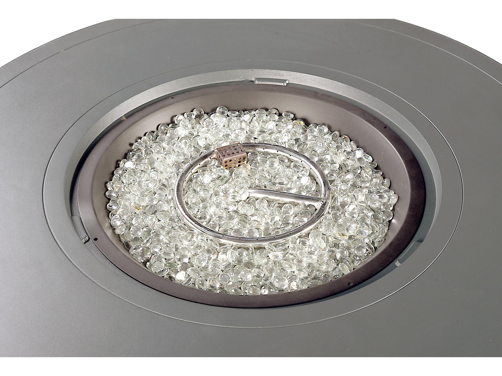 Oakland Living Round Aluminum Propane Outdoor Fire Pit Table with Glass Beads