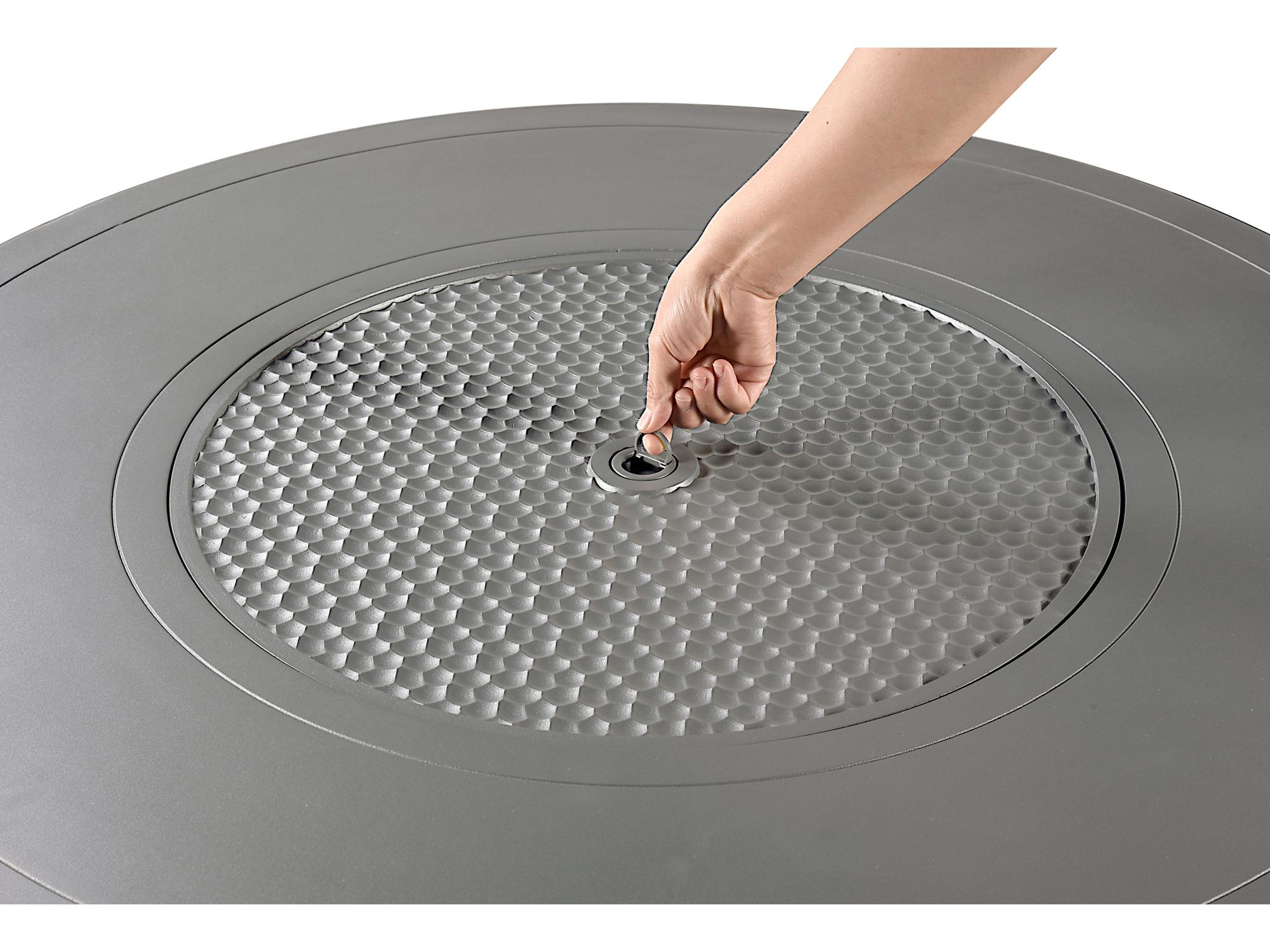 Oakland Living Round Aluminum Propane Outdoor Fire Pit Table with Glass Beads